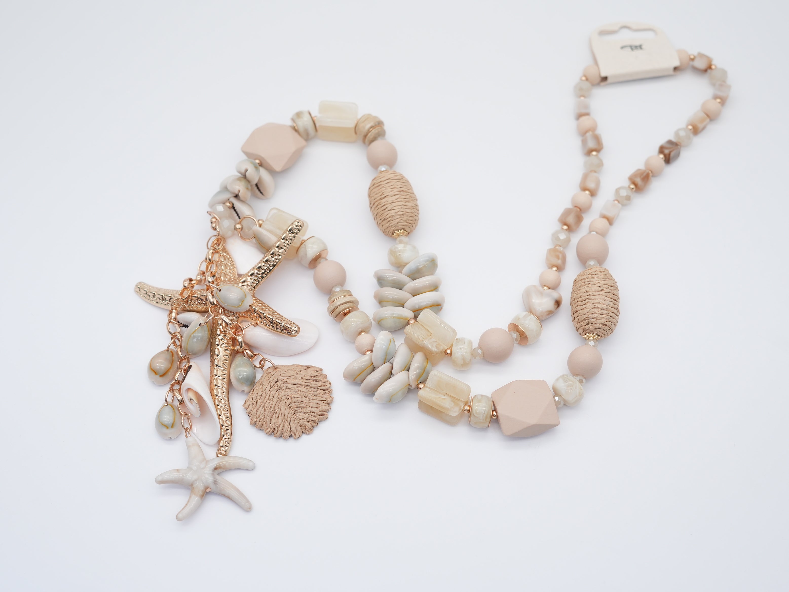 Modeschmuck Kette im Strand Design Beige