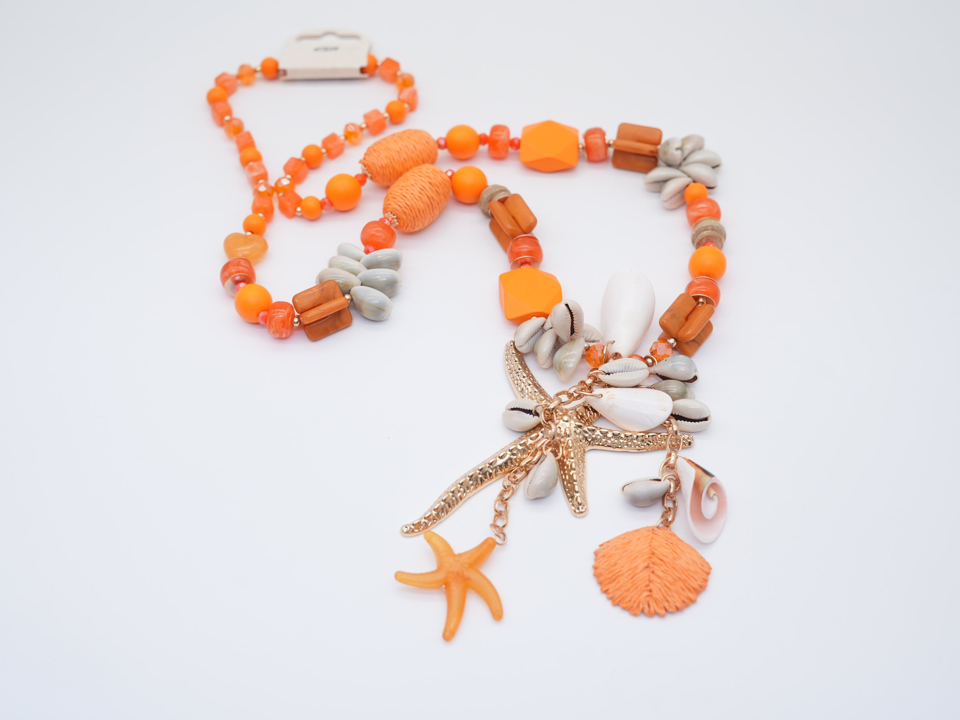 Modeschmuck Kette im Strand Design Orange