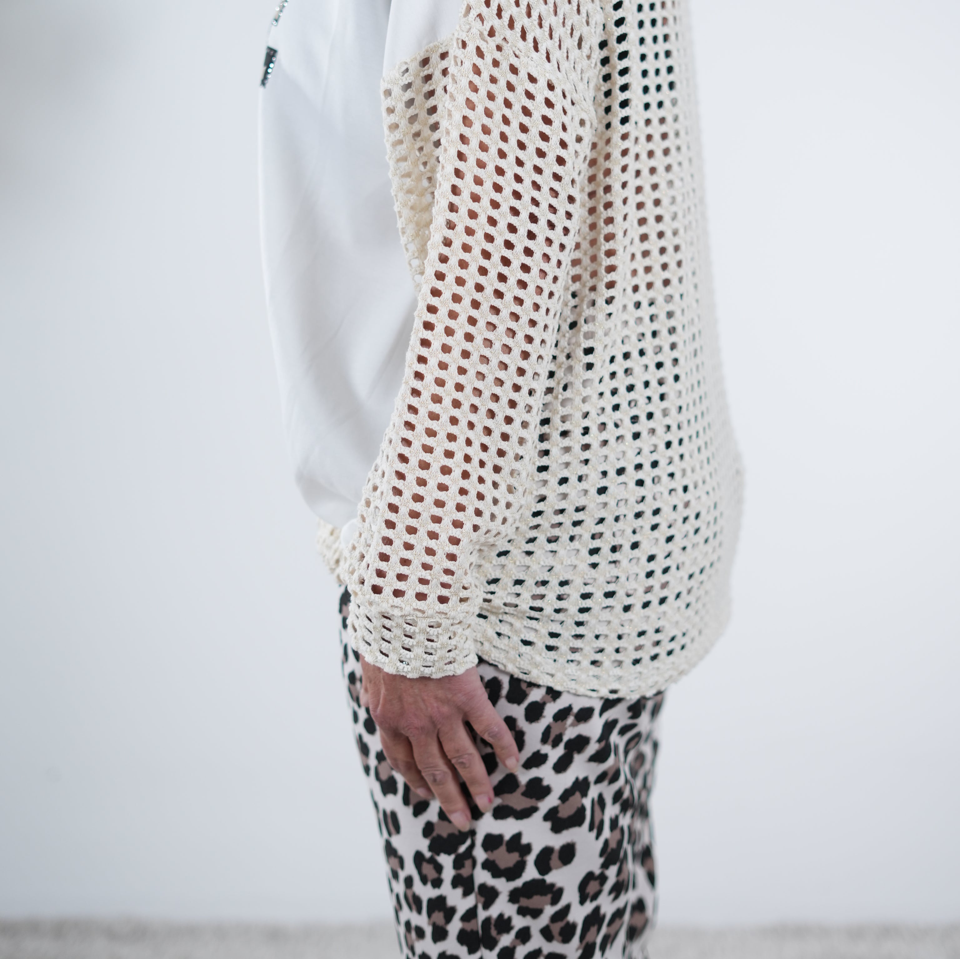 Netz Hoody im Materialmix