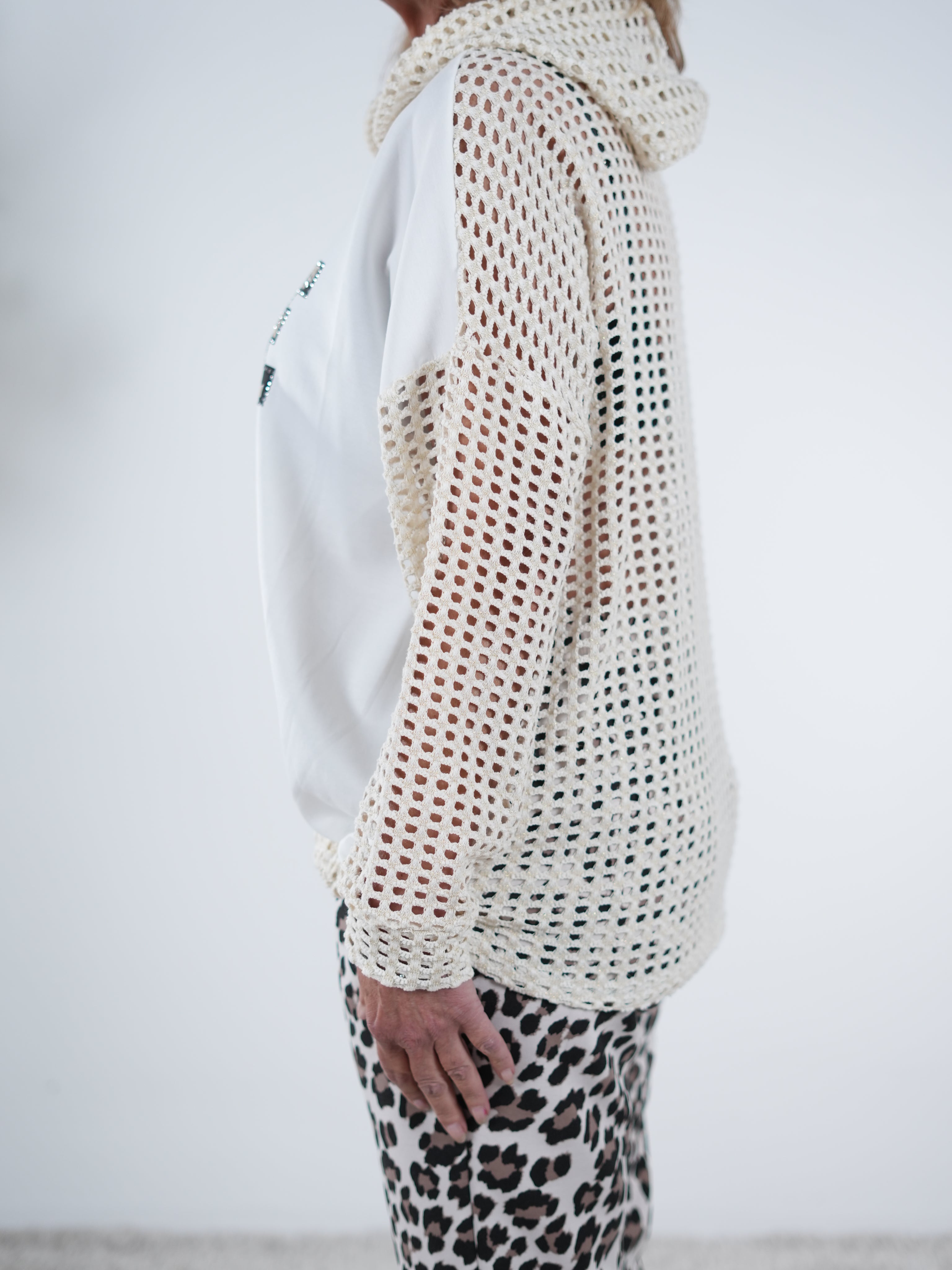 Netz Hoody im Materialmix