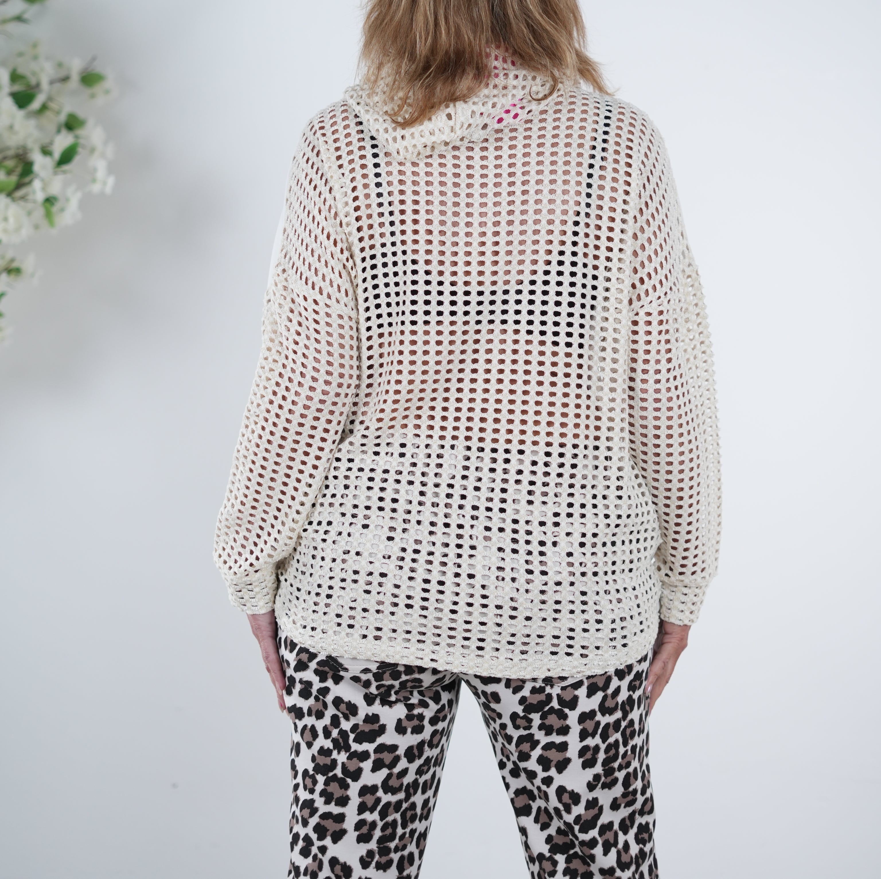 Netz Hoody im Materialmix