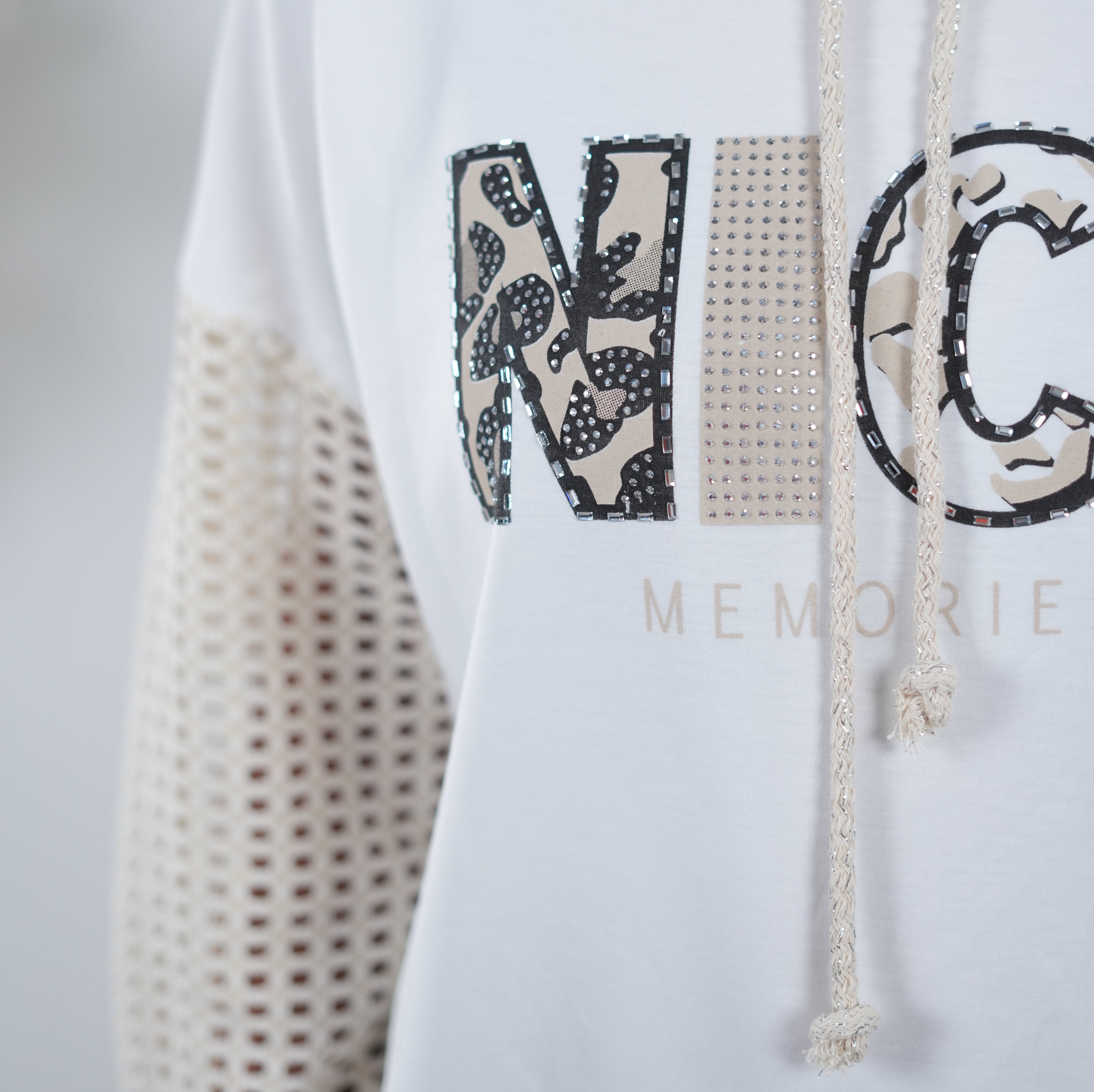 Netz Hoody im Materialmix