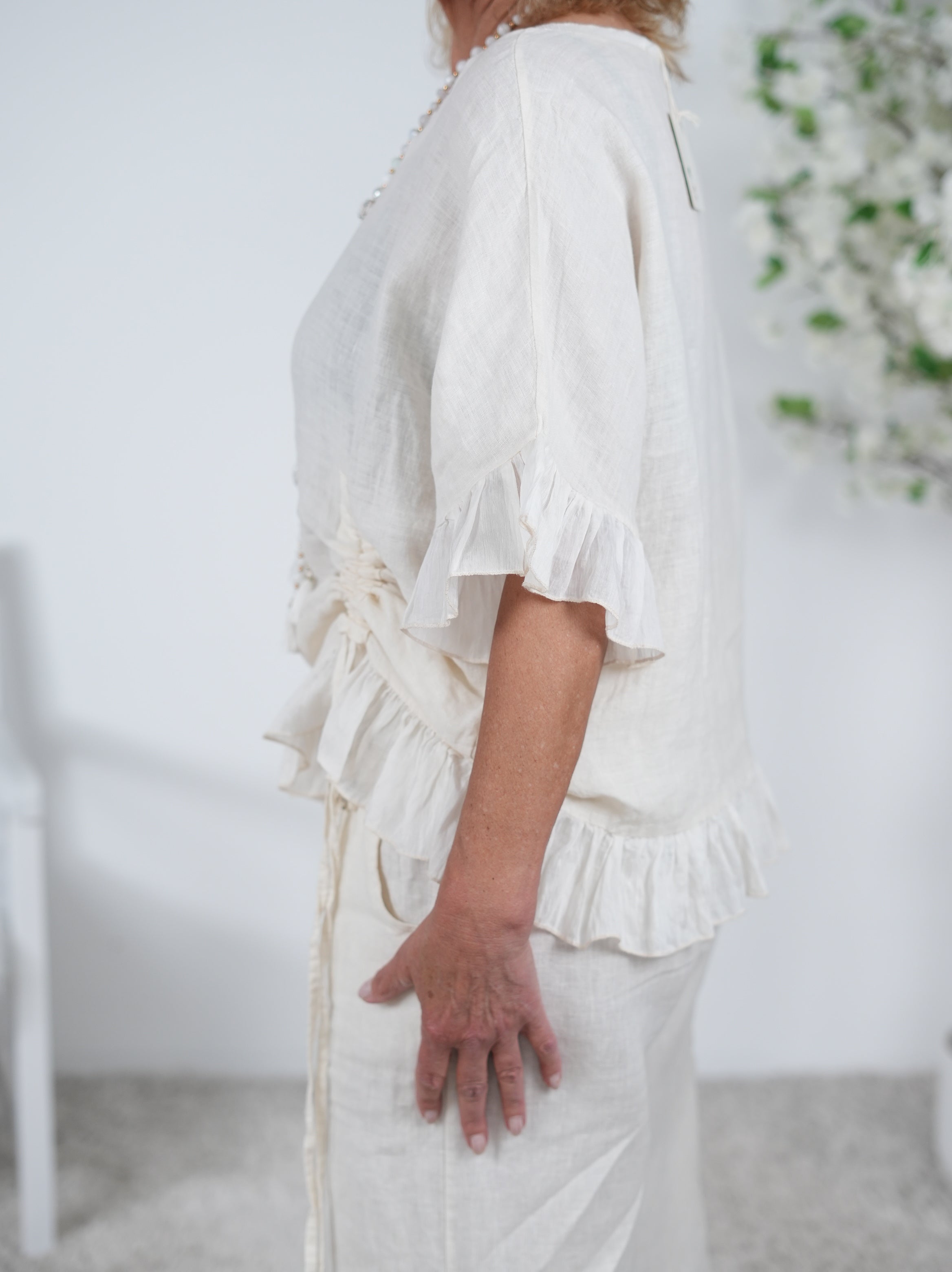 Niedliches Leinen Shirt mit Raffung