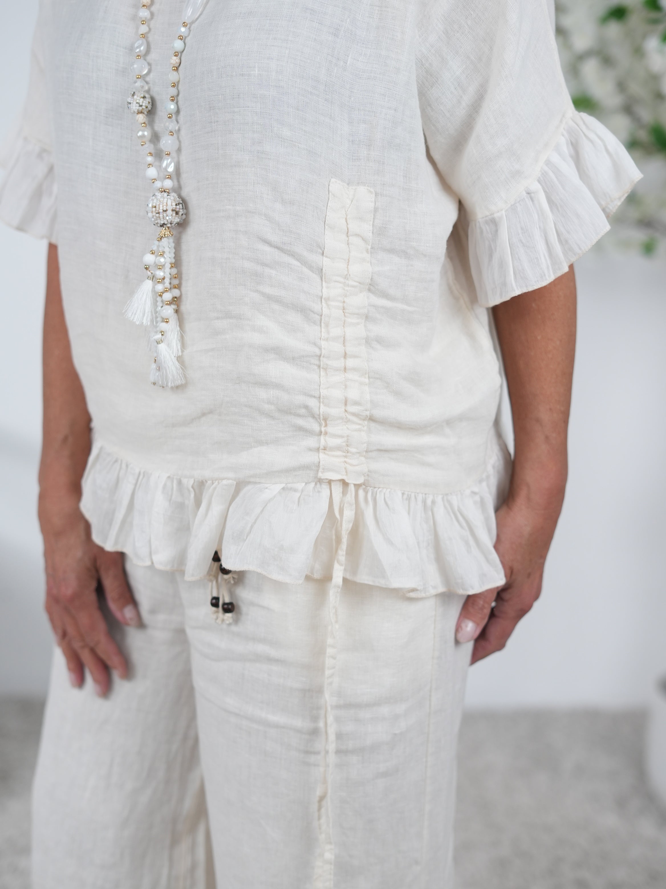 Niedliches Leinen Shirt mit Raffung