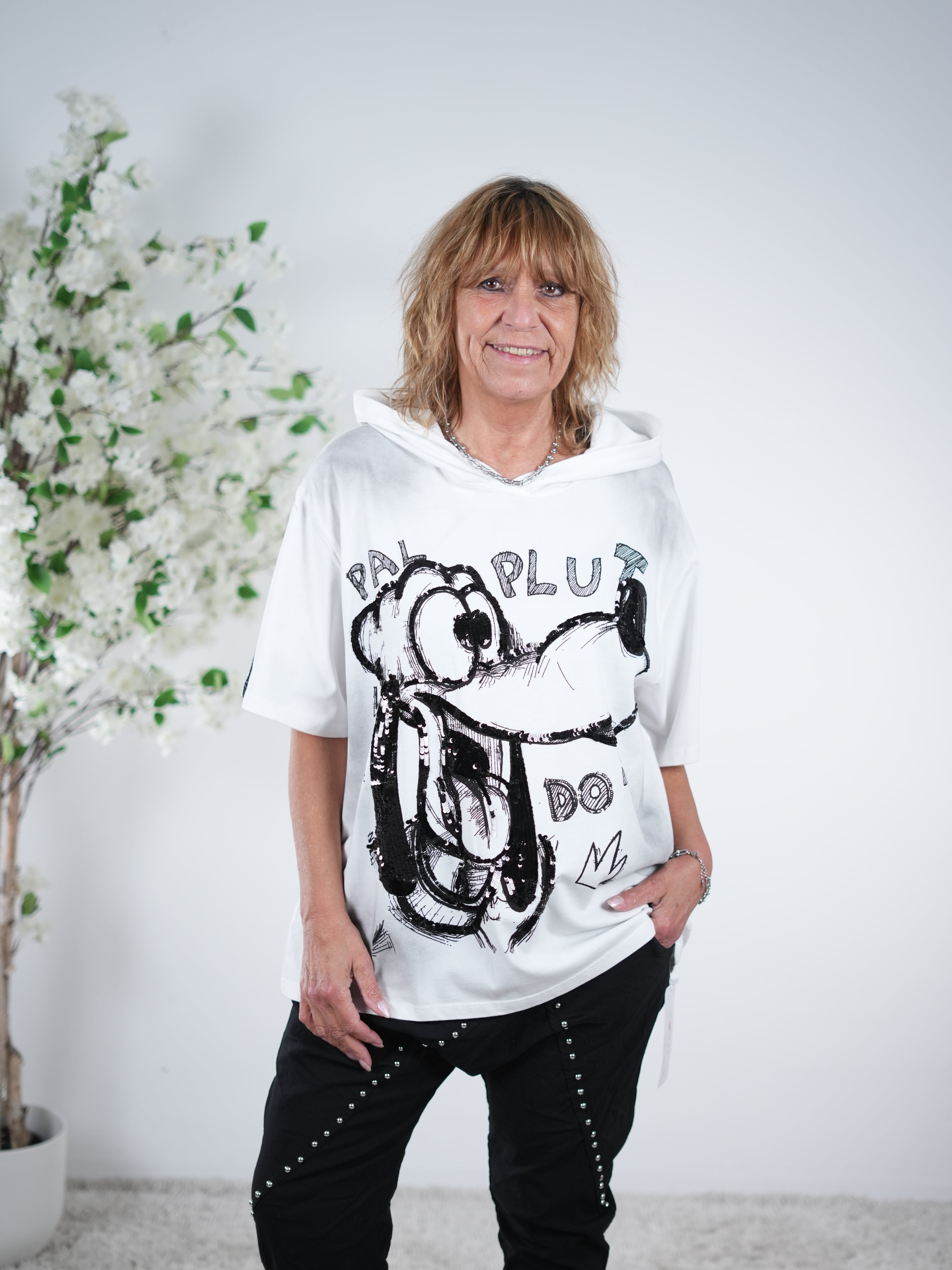 oversize Shirt mit großem Druck und Kapuze