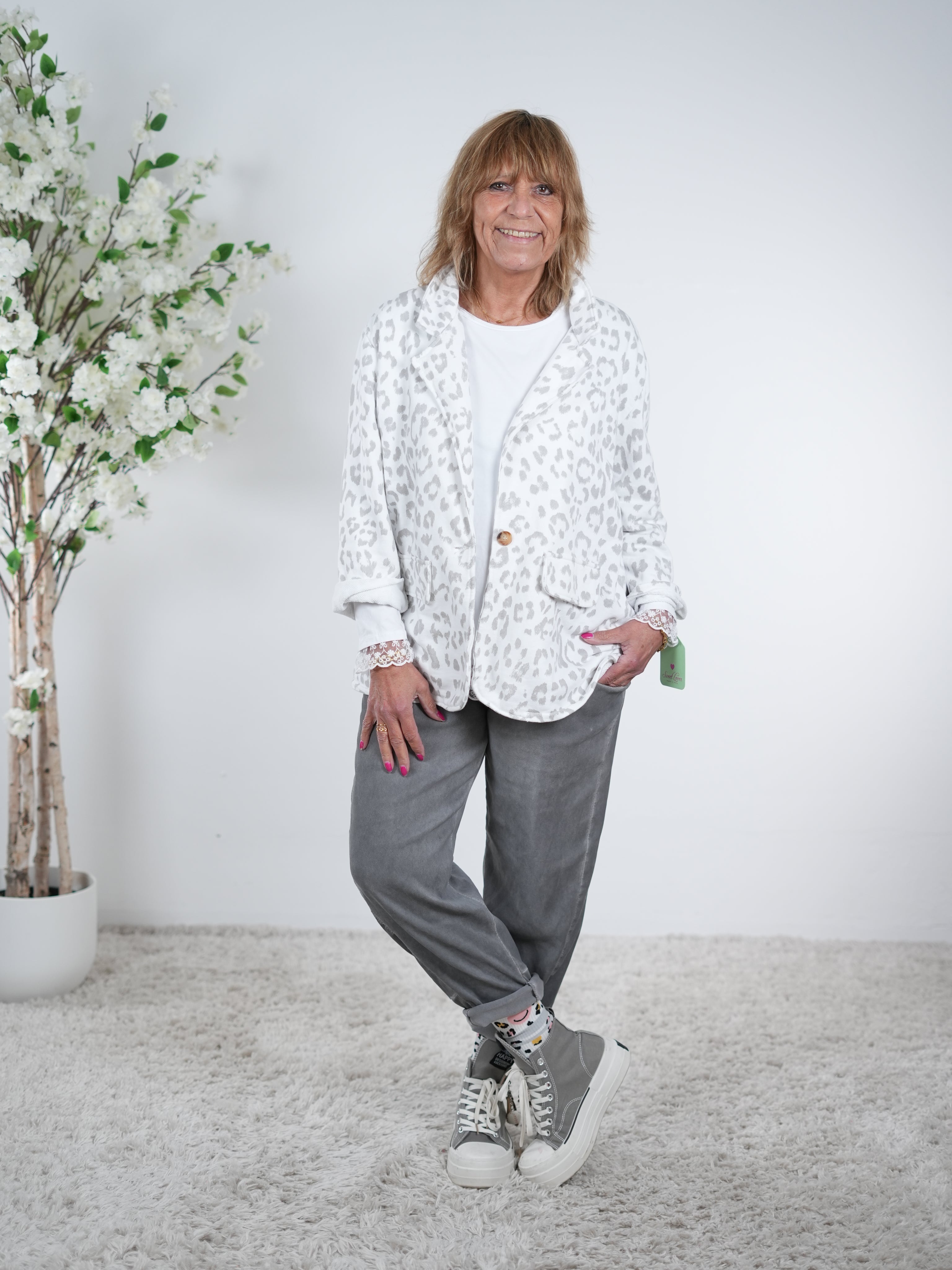 oversize Sweaty Blazer im Leo Look