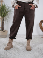 Pants in Veloursleder-Optik mit Gummibund