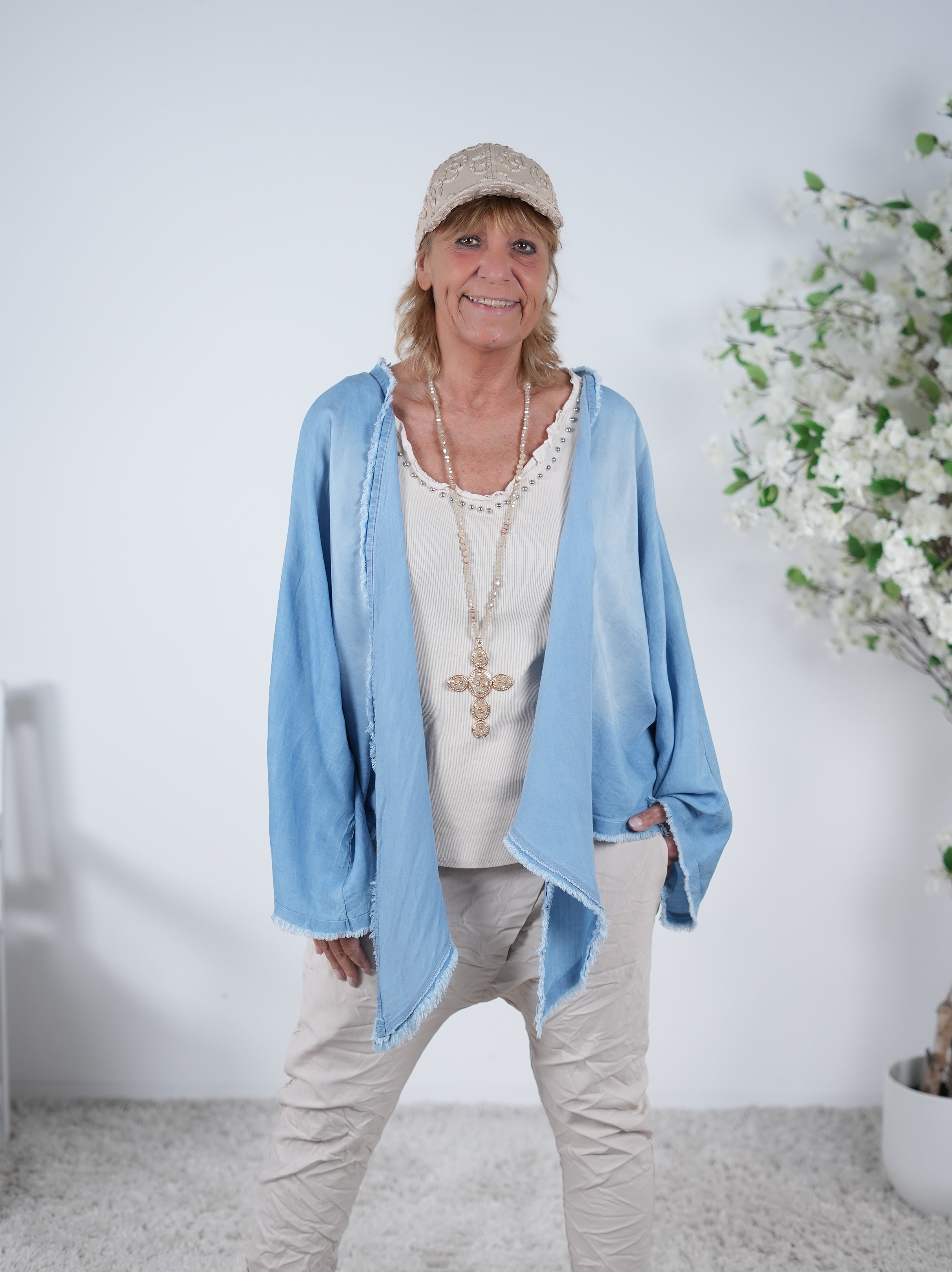 Poncho in Jeans Optik