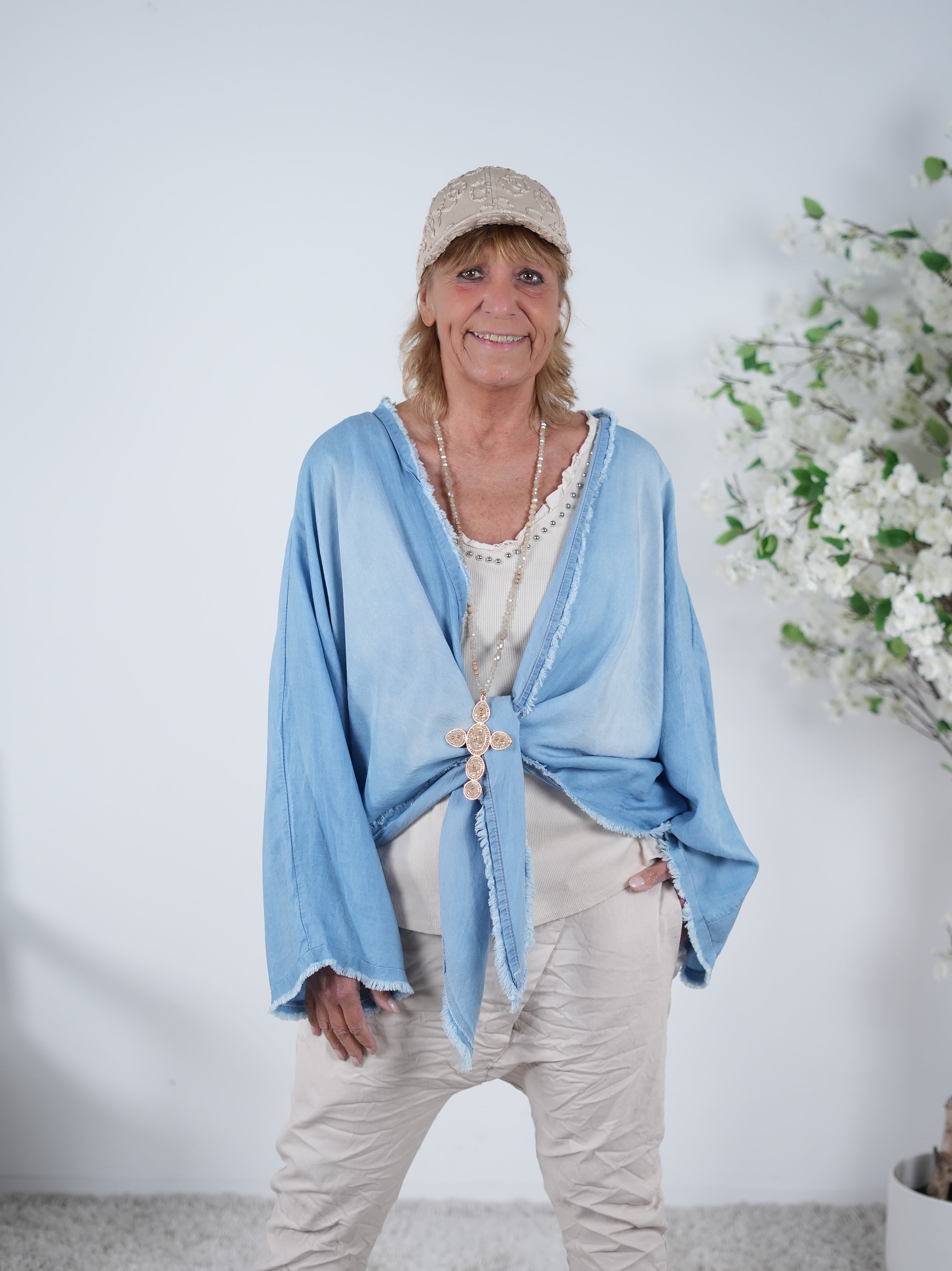 Poncho in Jeans Optik