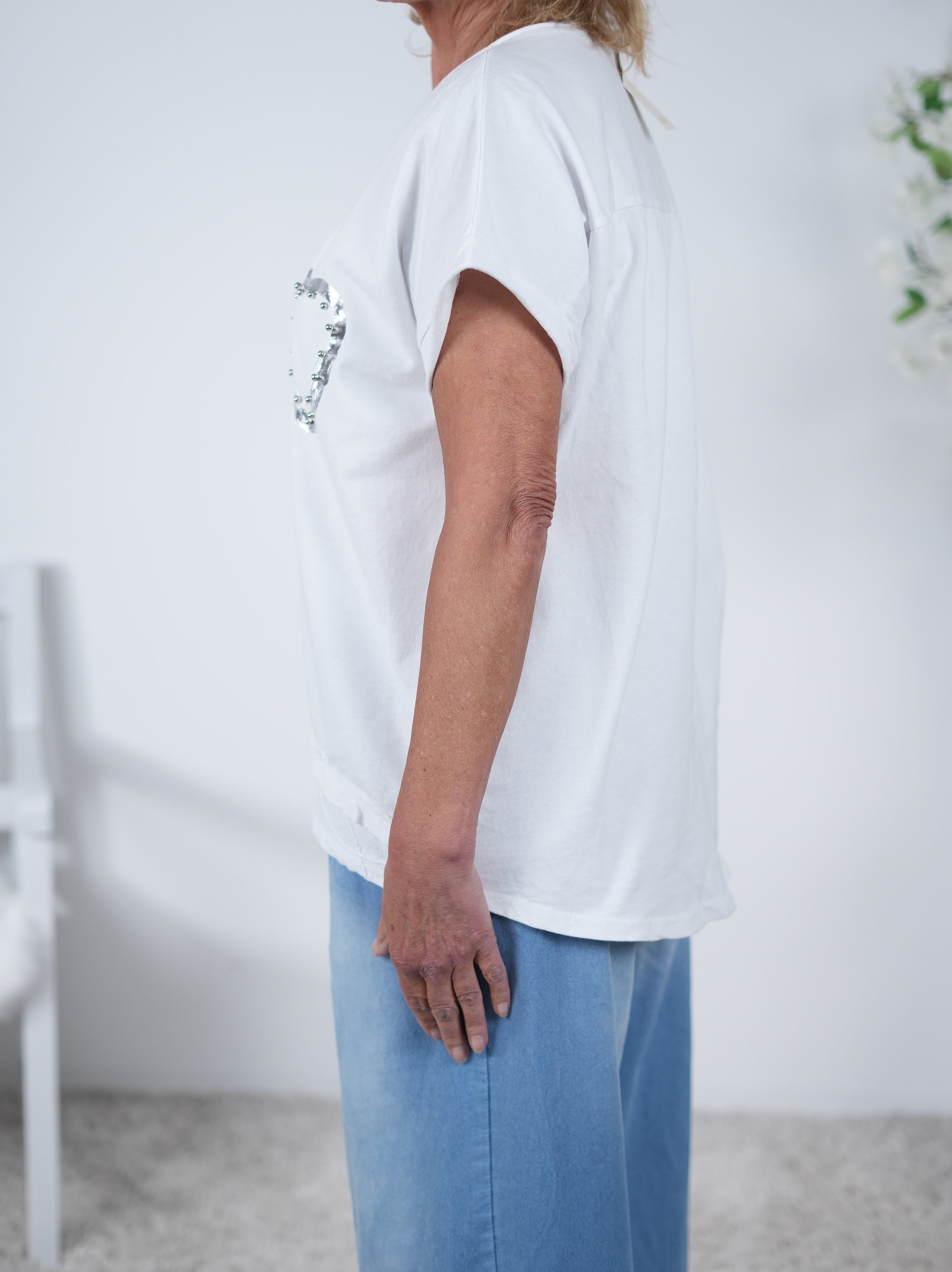 Shirt mit silbernem Herz