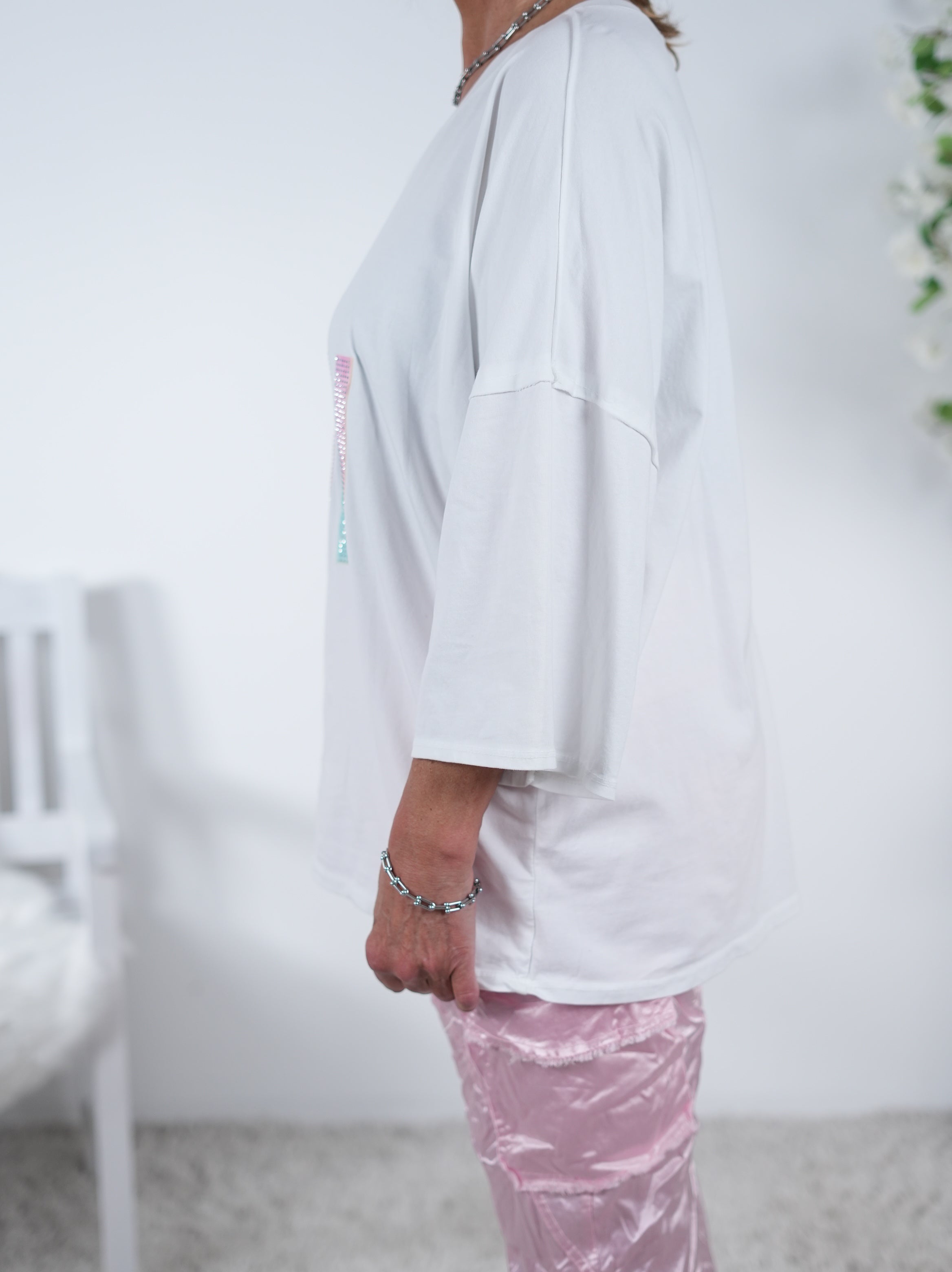 Shirt mit "sun" Schriftzug, meliert