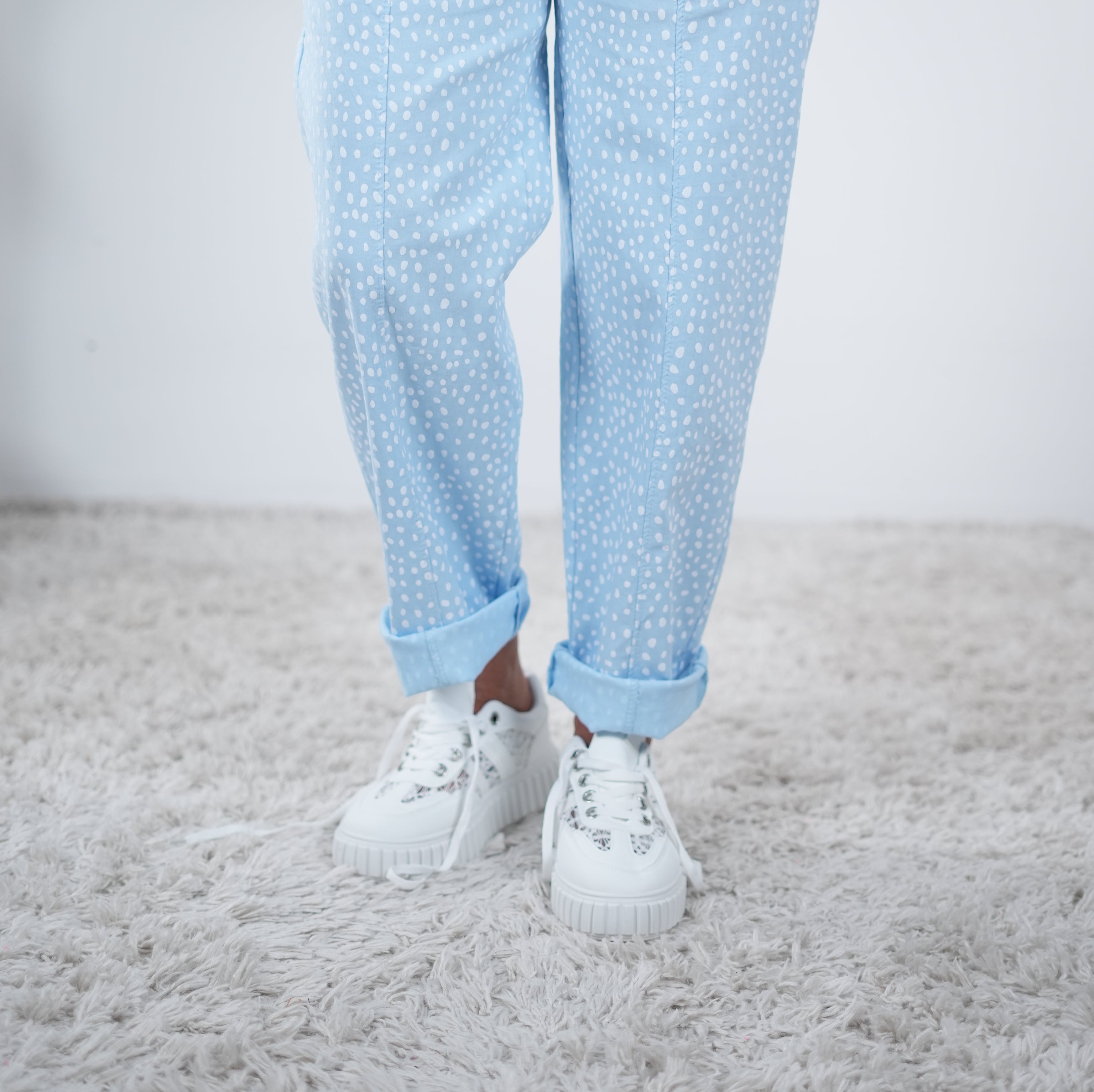 straight Leg Pants mit Punkten verziert One Size (ca Größe 40-44) Blau