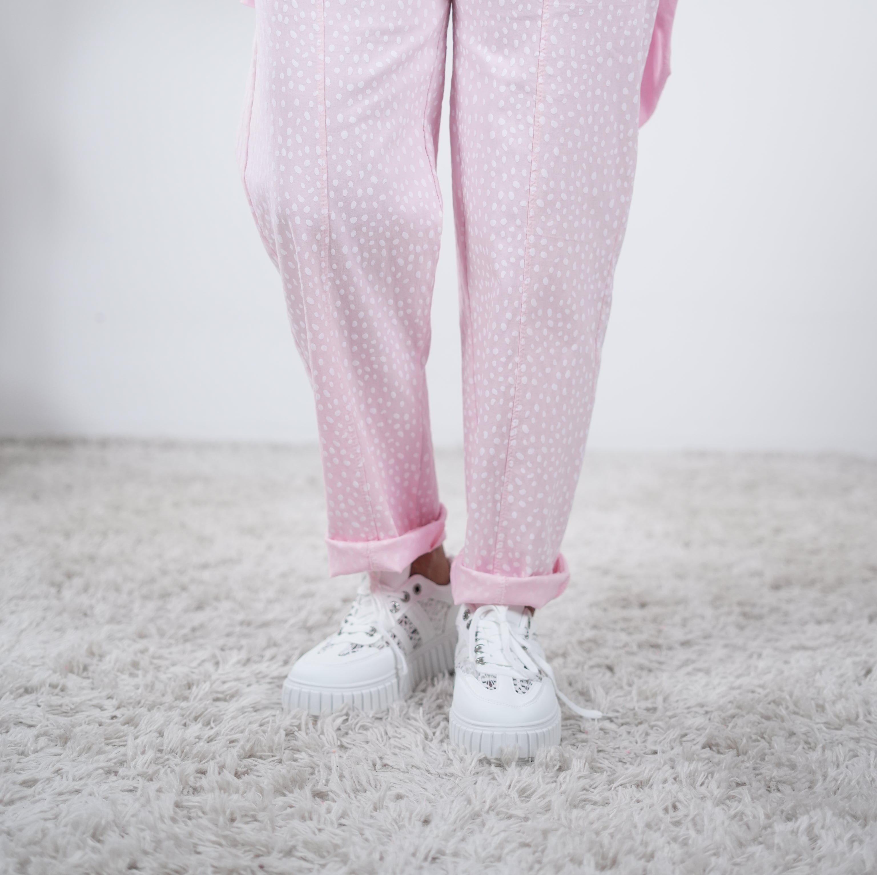 straight Leg Pants mit Punkten verziert One Size (ca Größe 40-44) Rosa