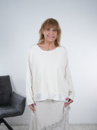 Sweaty mit Satin Verzierung, sand