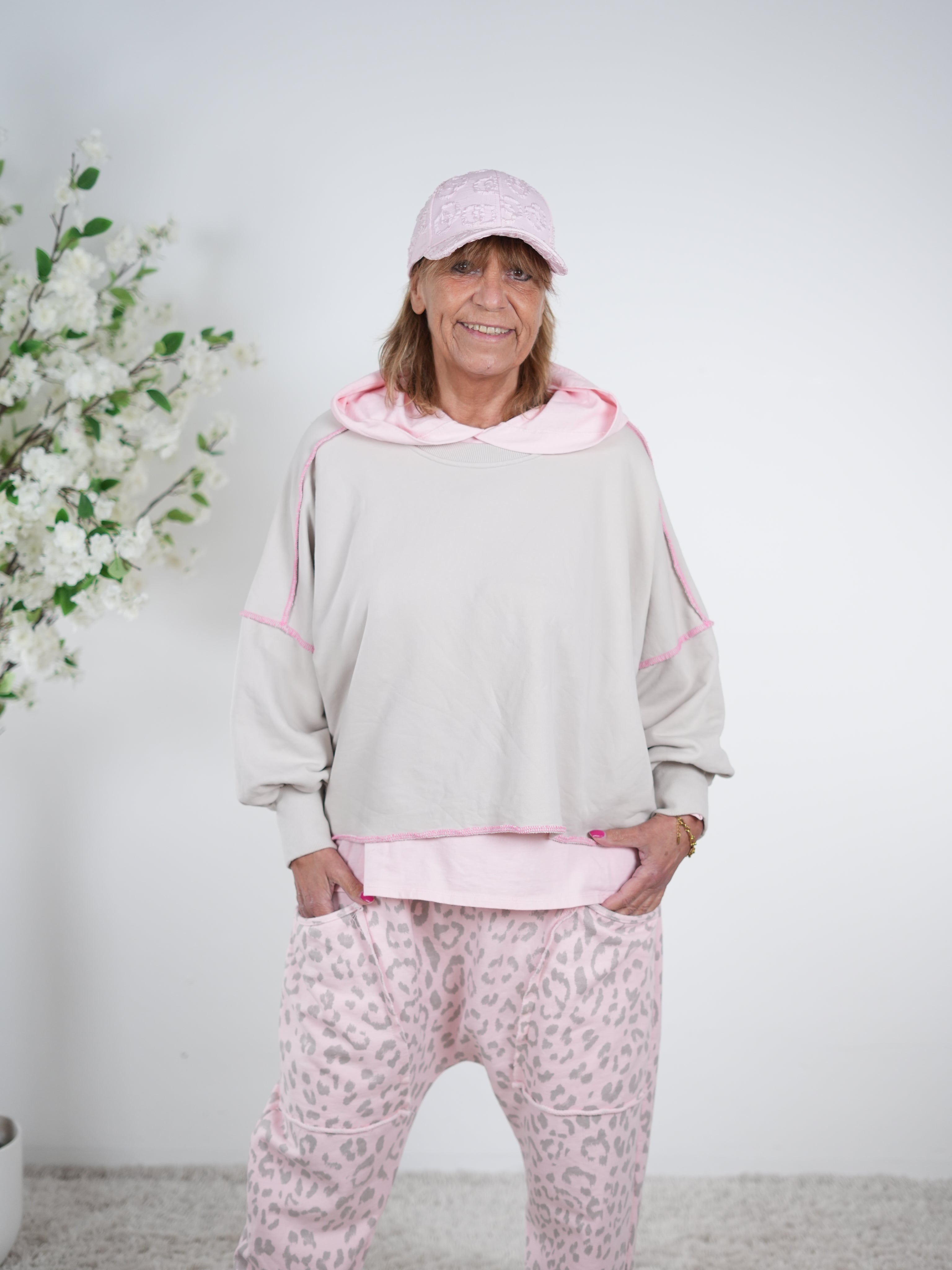 unifarbenes Crop Sweaty mit überschnittenem Arm One Size (ca Größe 38-44) Beige