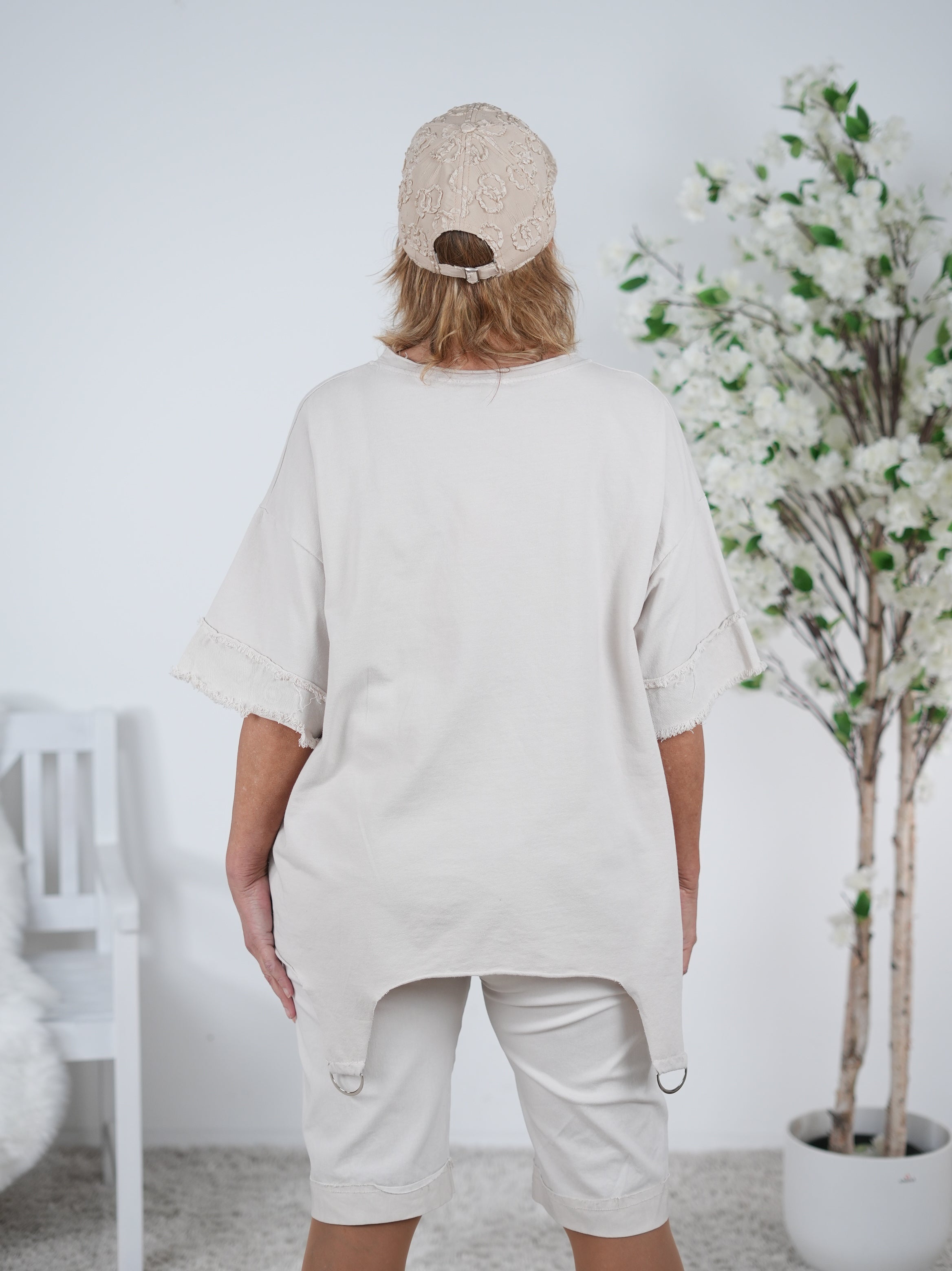 unifarbenes Shirt mit überschnittenem Arm und D-Ring