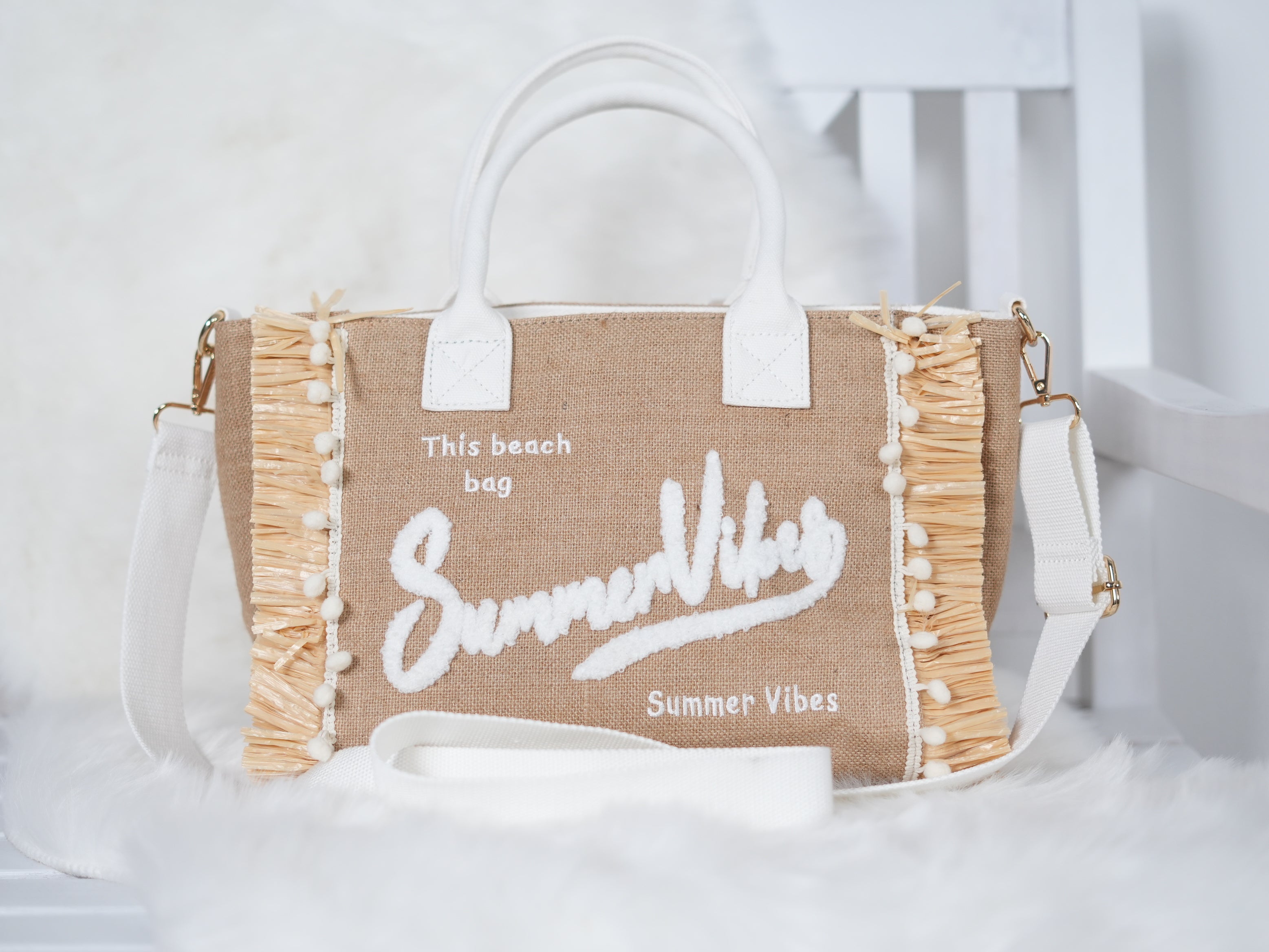 Verspielte Tasche, "summervibe" Beige Weiß