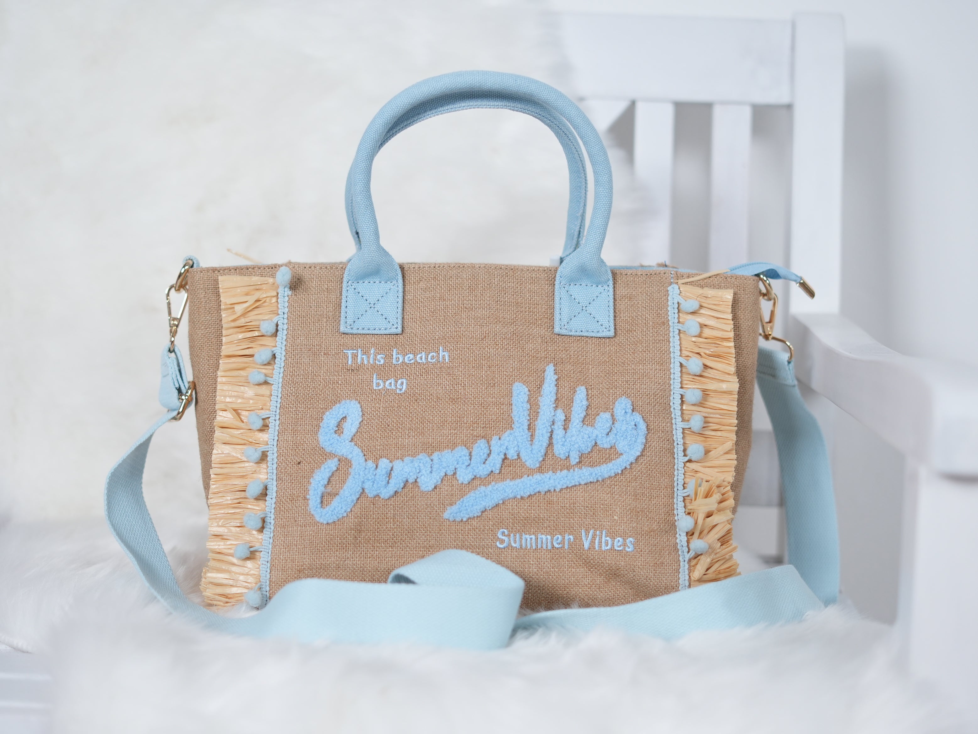 Verspielte Tasche, "summervibe" Beige Blau