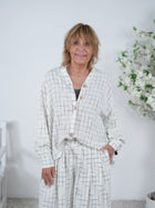 Vokuhila Bluse mit genähtem Karo Muster