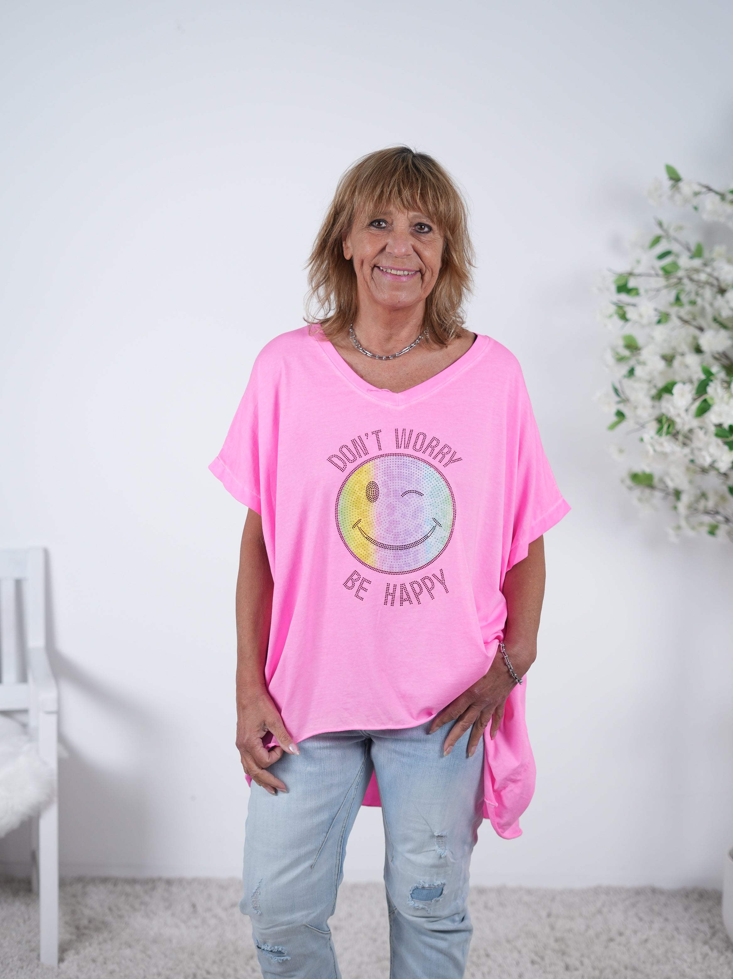 Vokuhila Shirt mit Gute-Laune Patch