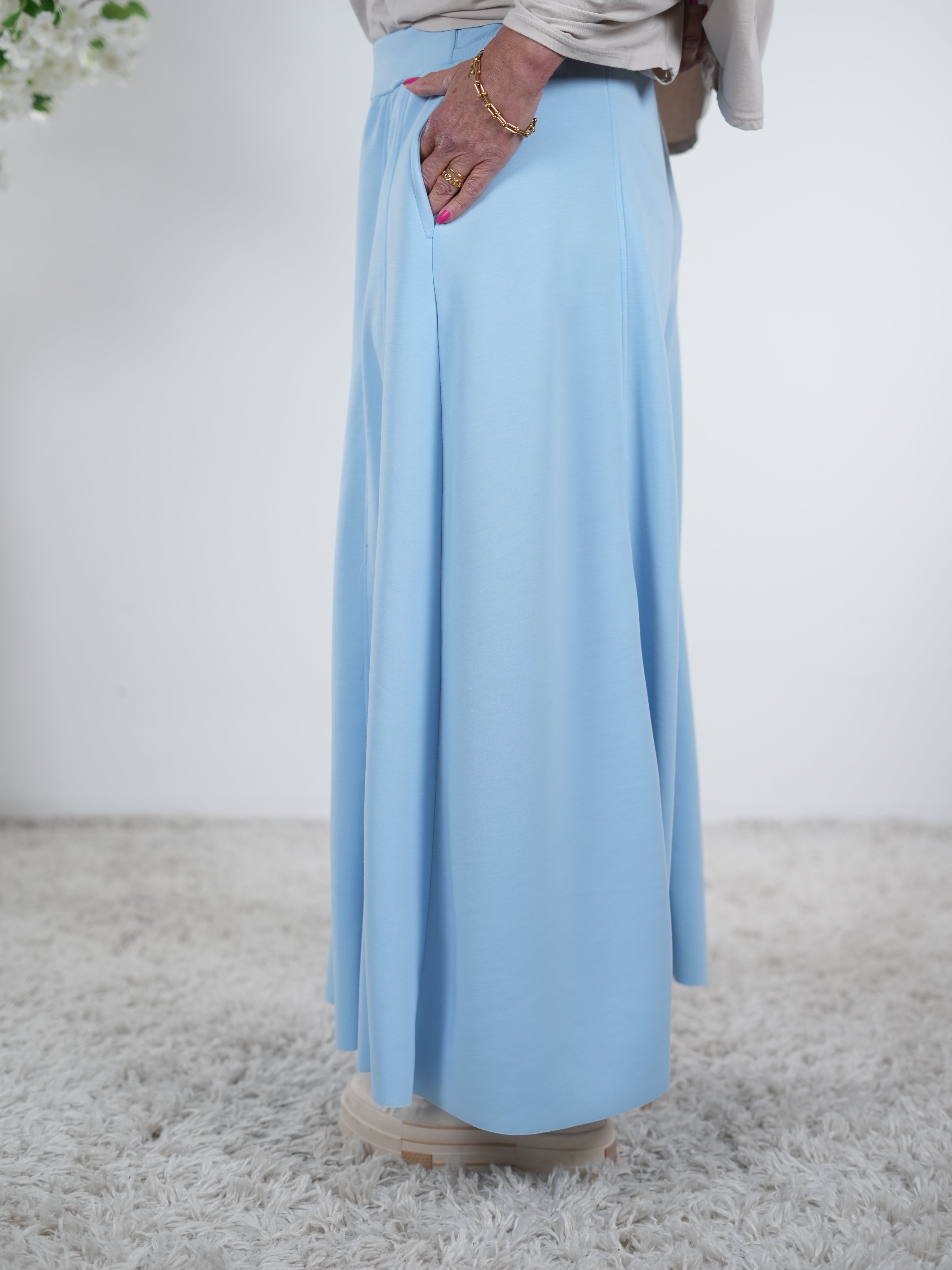 Weiche Palazzo Hose, unifarben