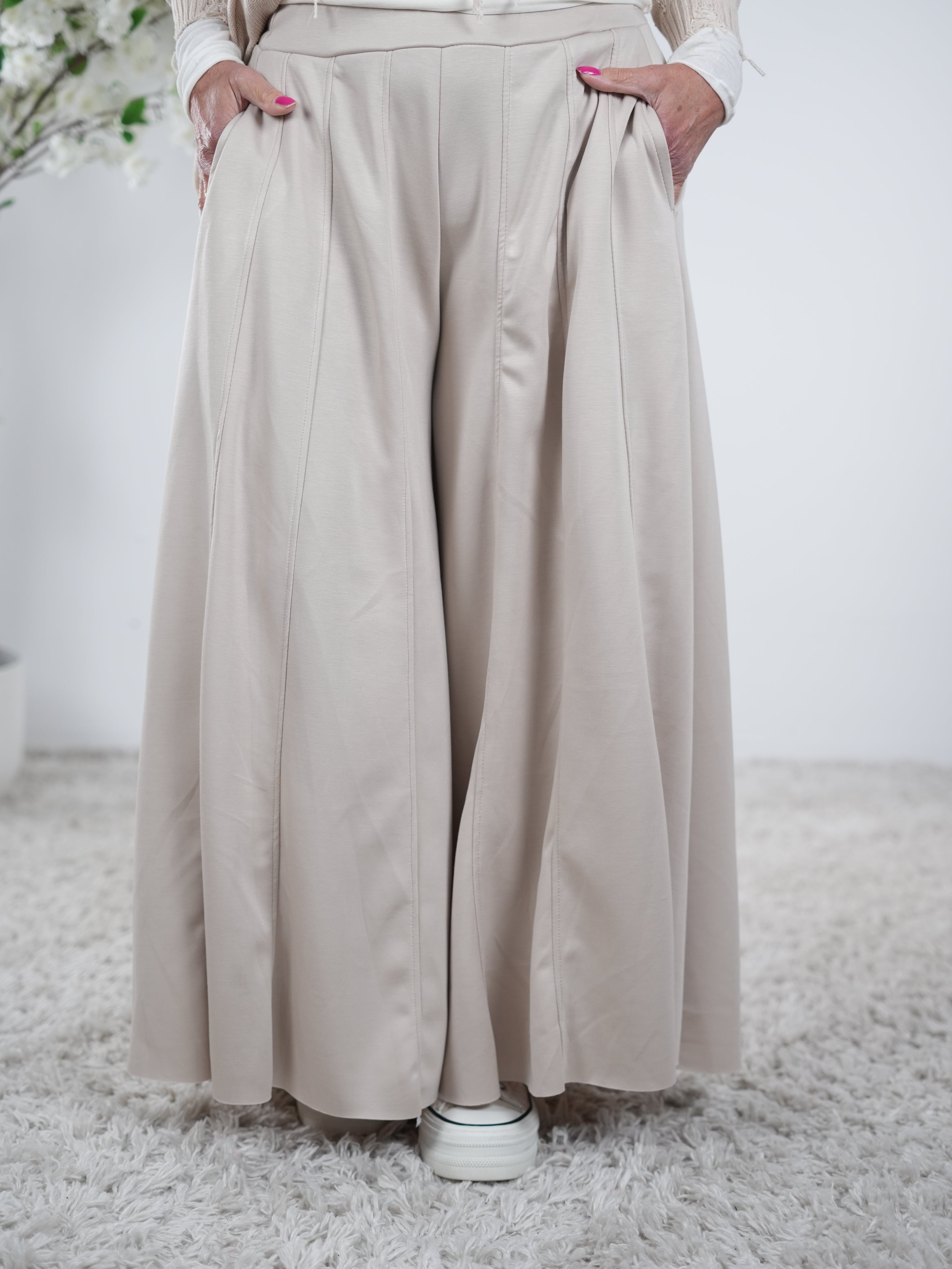 Weiche Palazzo Hose, unifarben One Size (ca Größe 40-44) Sand