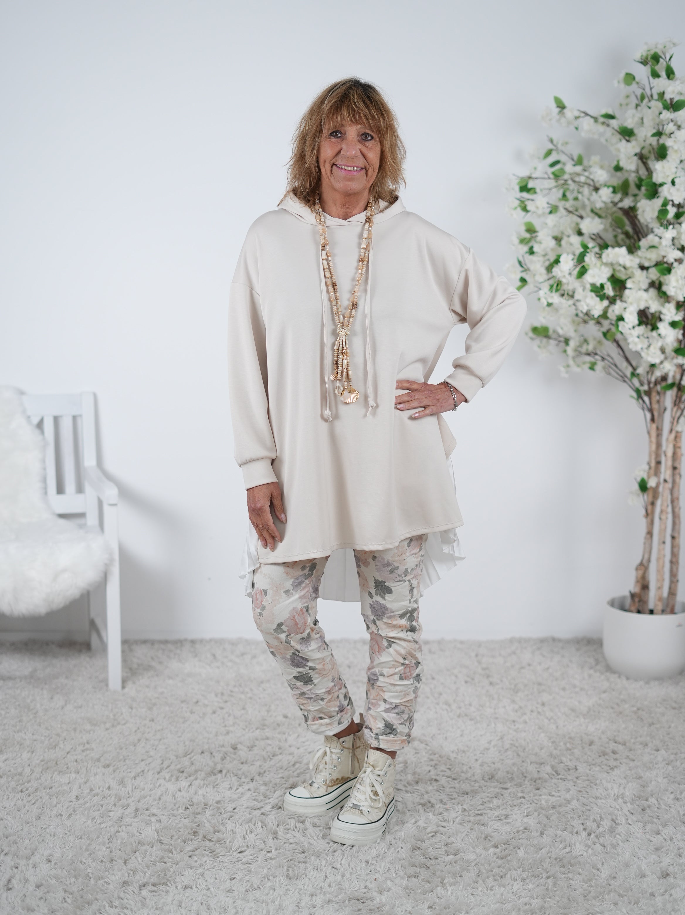 Weicher Hoody mit Plissee