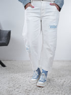 Weiße Bottle Jeans im destroyed Look