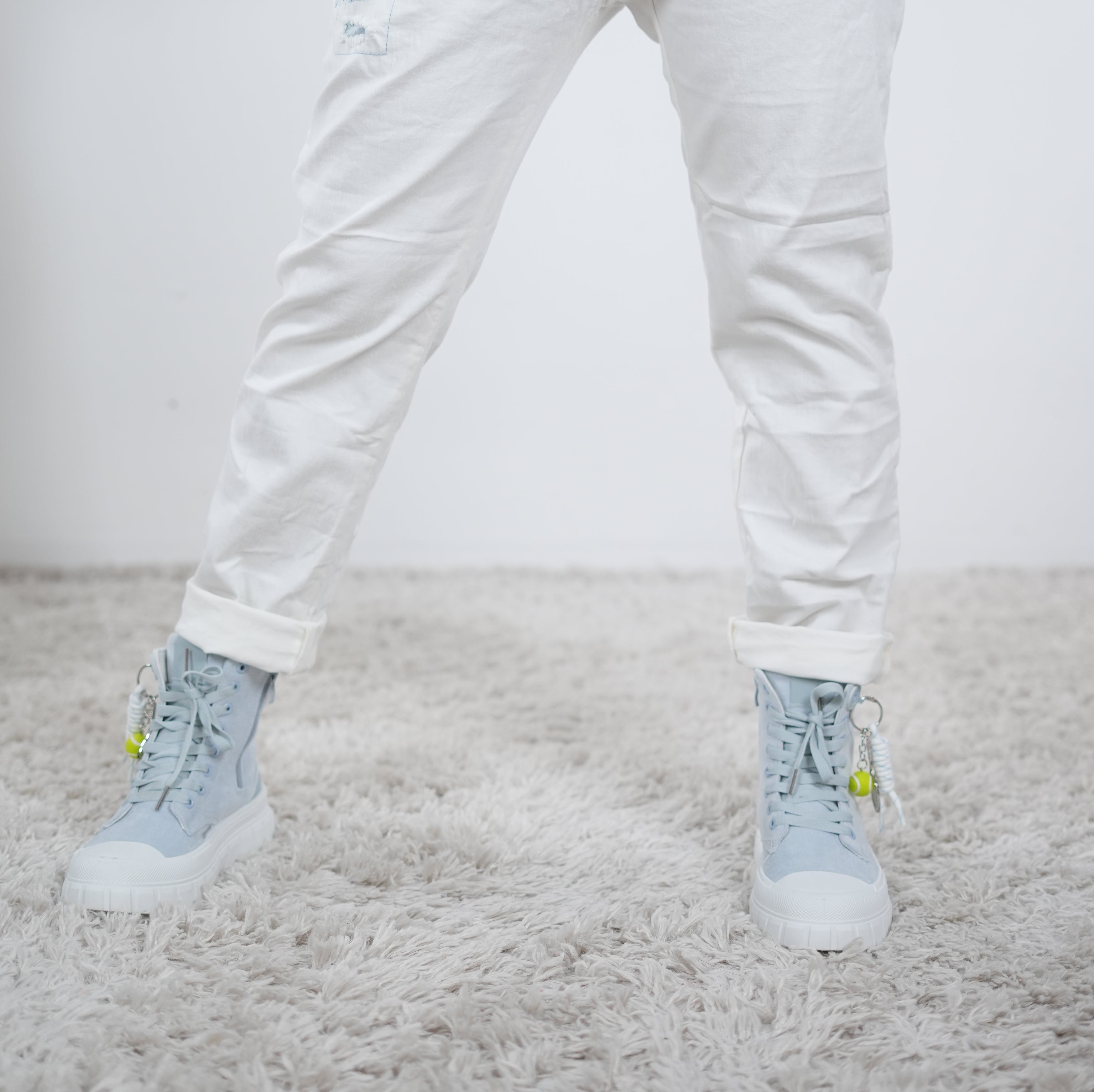 weiße Jeans Baggy im destroyed Look