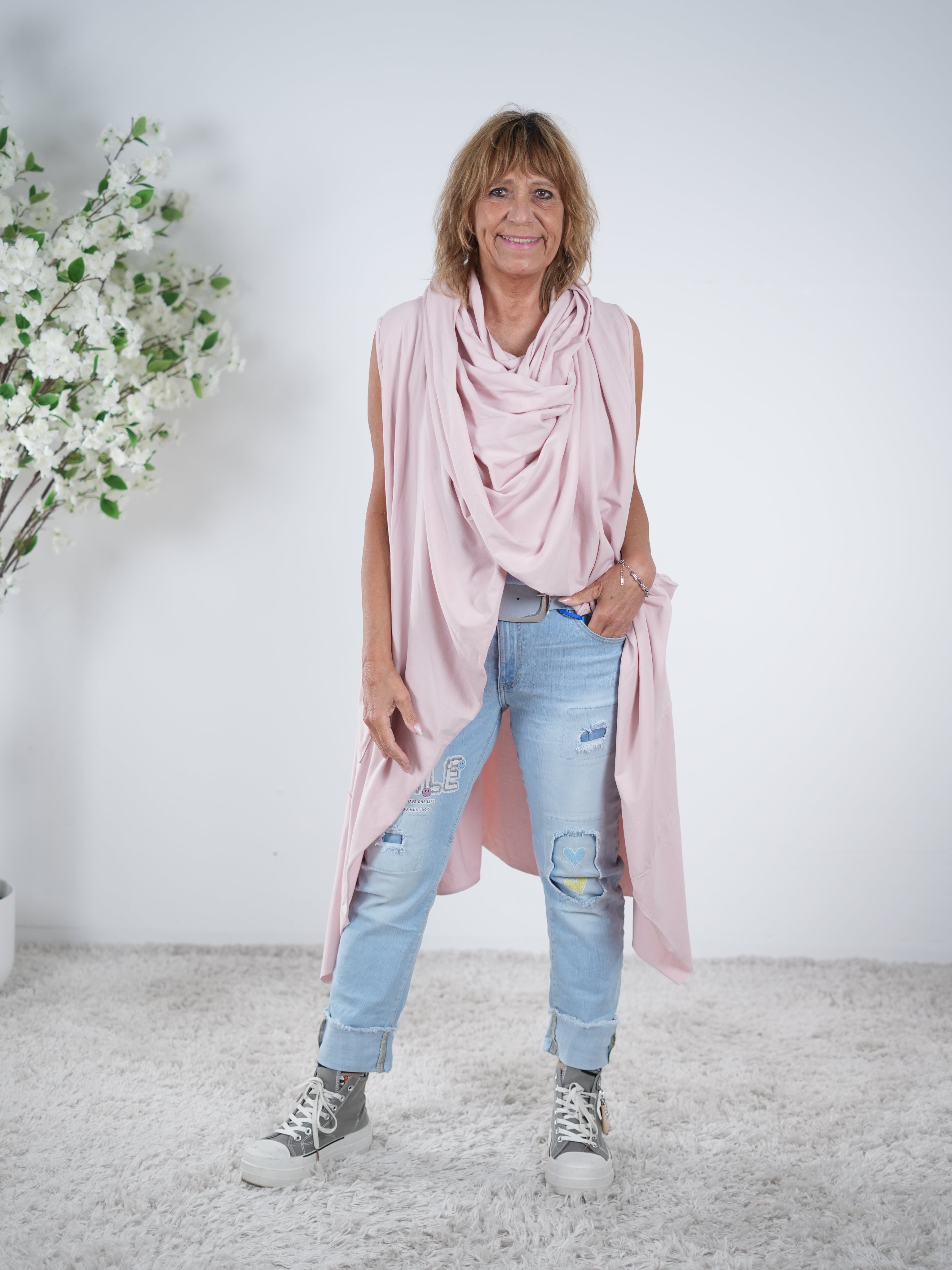 Weste mit Schalkragen One Size (ca bis Gr. 46) Altrose