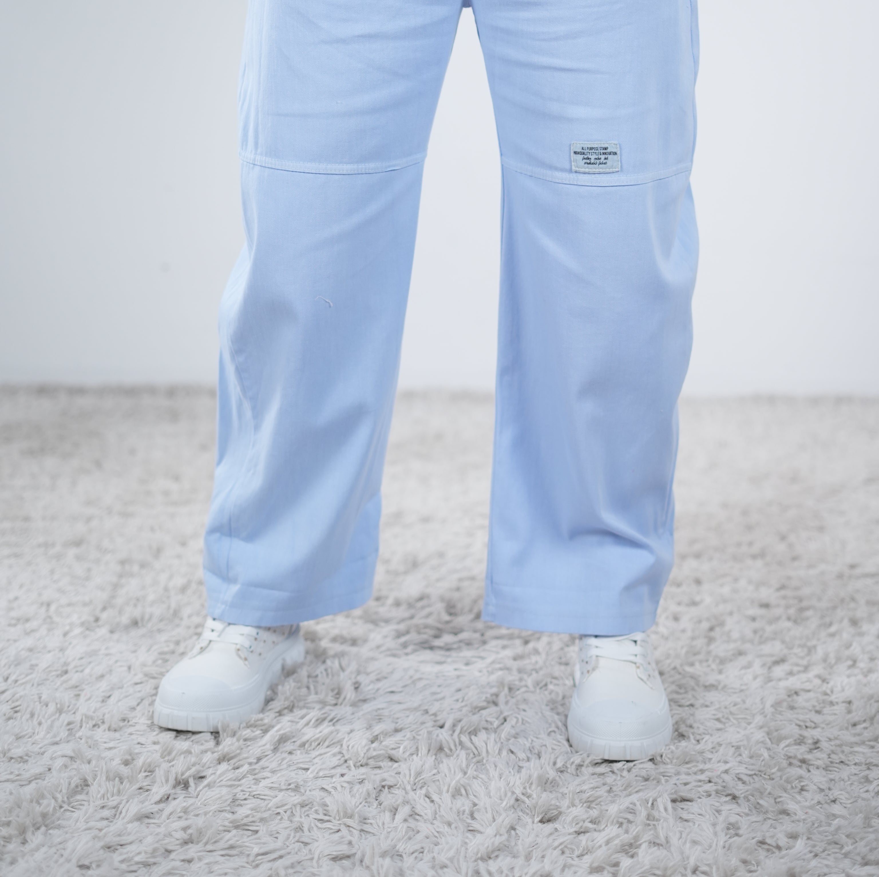 Wide Leg Pants mit kleinem Patch One Size (ca Gr. 38-42) Blau