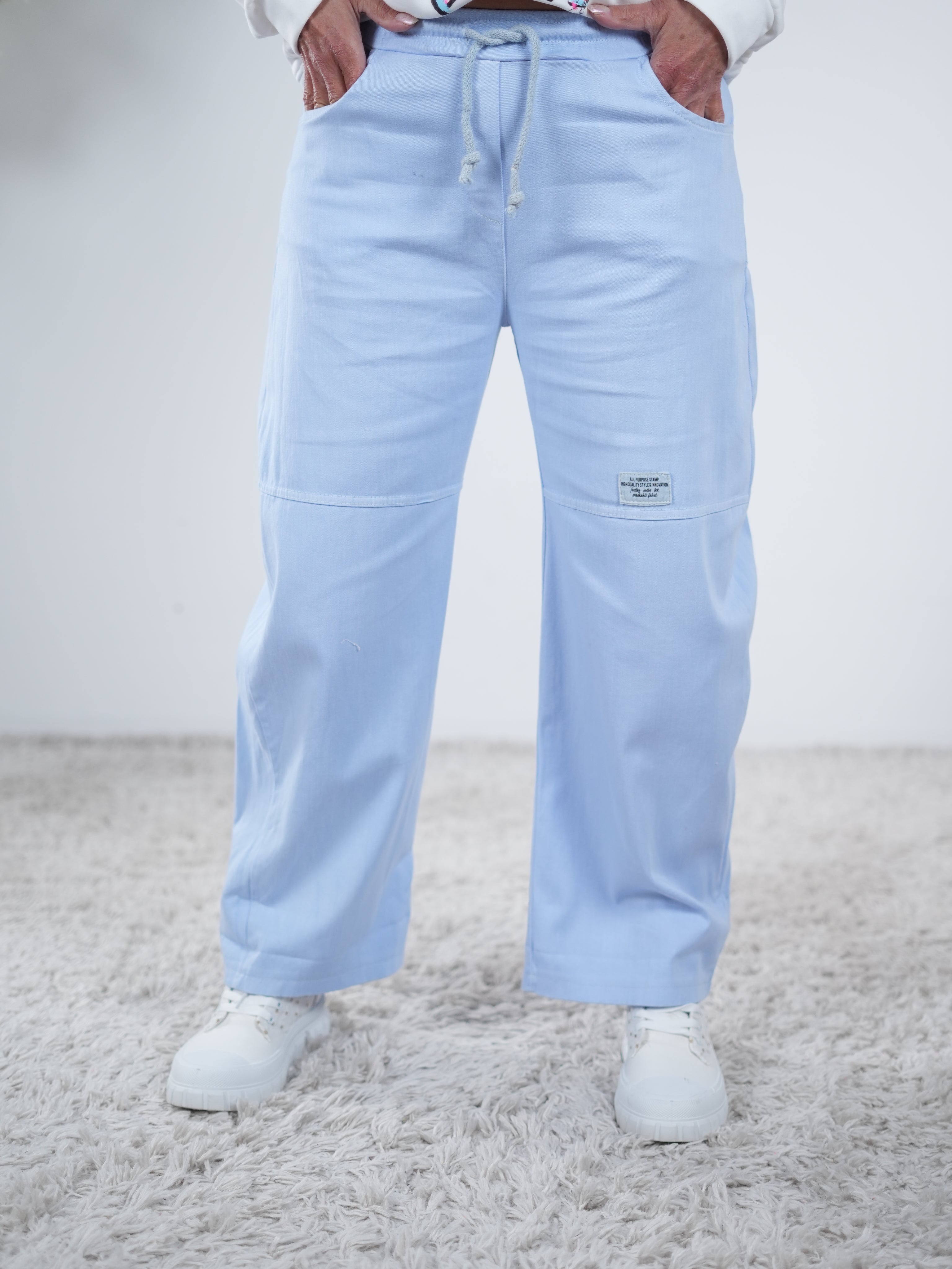 Wide Leg Pants mit kleinem Patch One Size (ca Gr. 38-42) Blau
