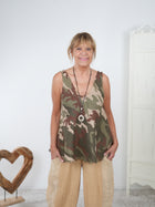 Leinen Top in Camouflage