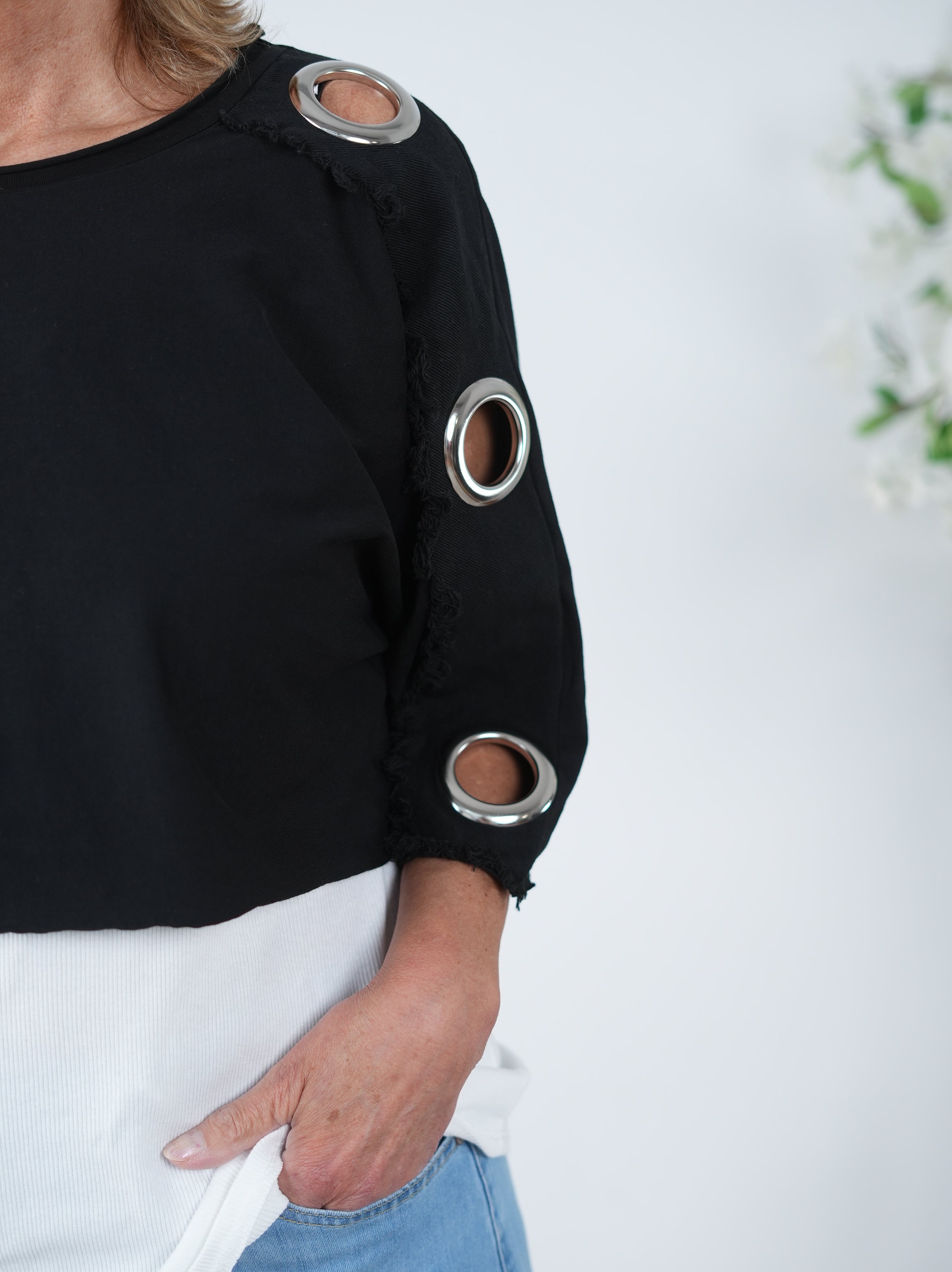 Cropped Shirt mit Ösen