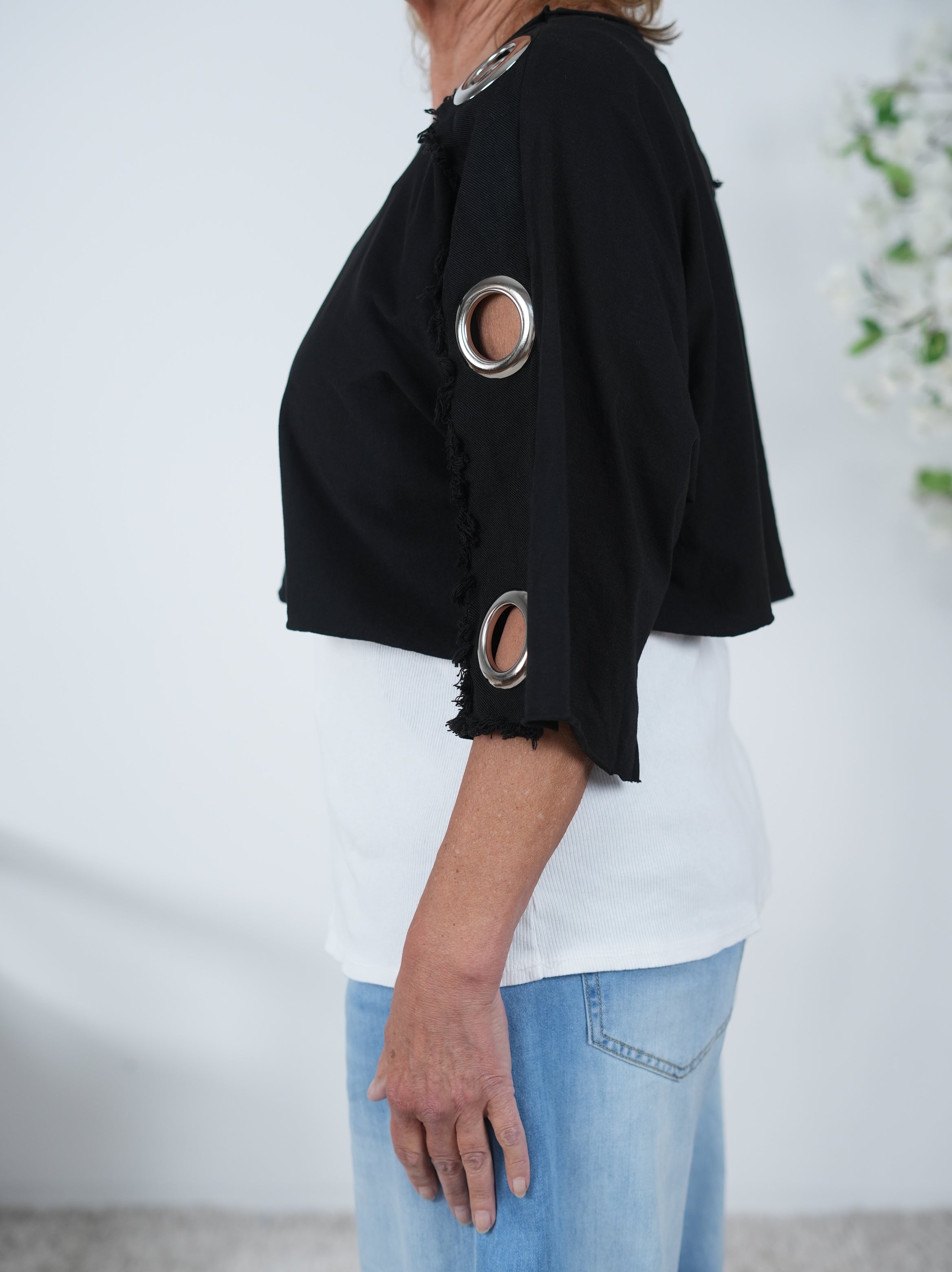 Cropped Shirt mit Ösen