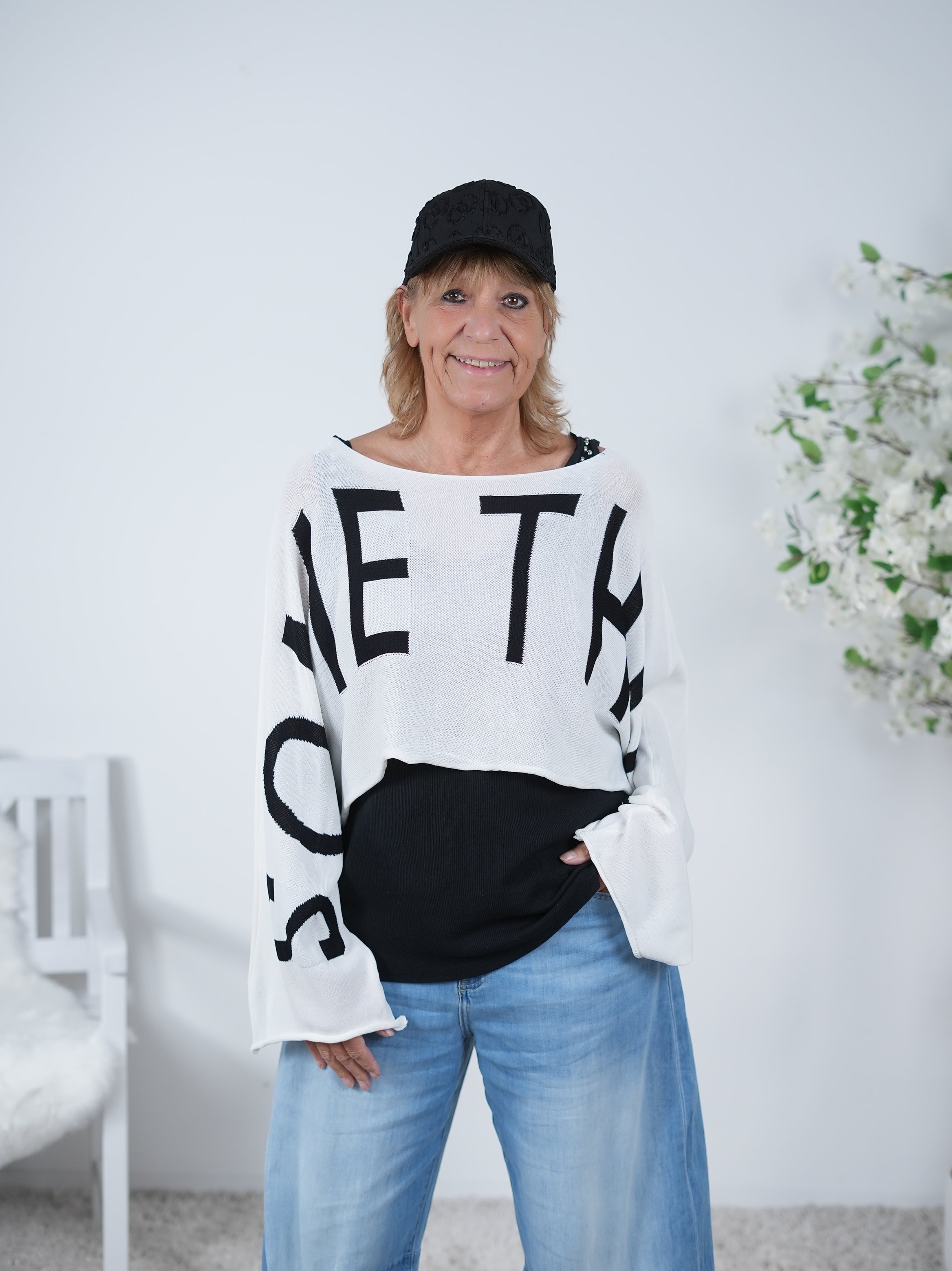 Cropped Sommerstrick Pulli One Size (ca Größe 40 "oversize"-44 46) Weiß