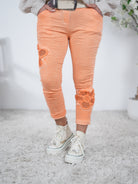 Jogpant mit Häkeleinsatz Einheitsgröße (ca Gr. 38-42) Apricot