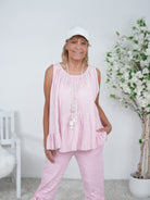 niedliches Top in Streifen mit Rückenausschnitt Einheitsgröße (ca Gr. 38 "oversize"-44) Rosa