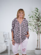 lässige Jacke im Leo Look aus Viskose Einheitsgröße (ca Gr. 38 "oversize"-44 46) Pink