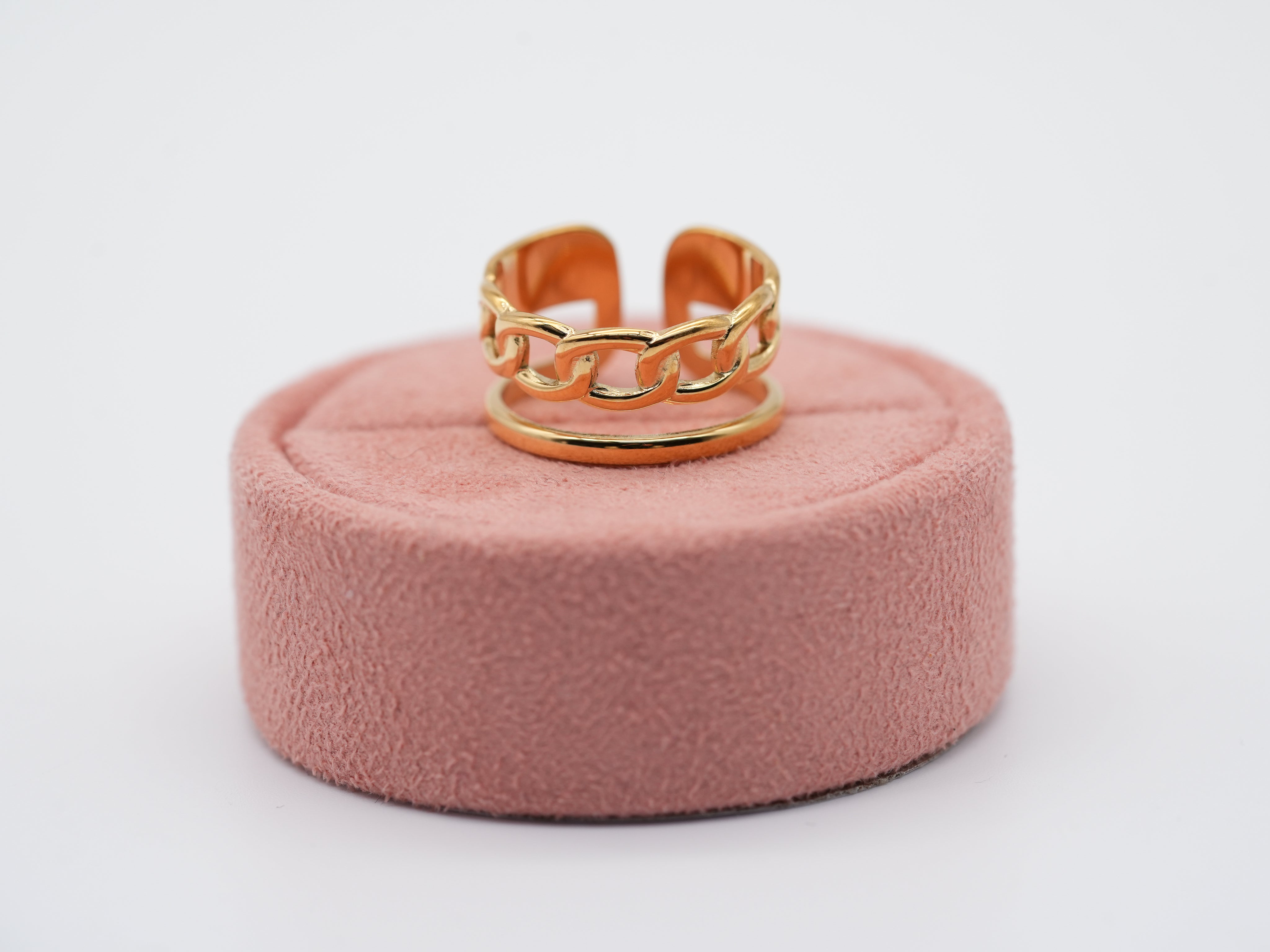 Vergoldeter Edelstahlring im Kettenmotiv