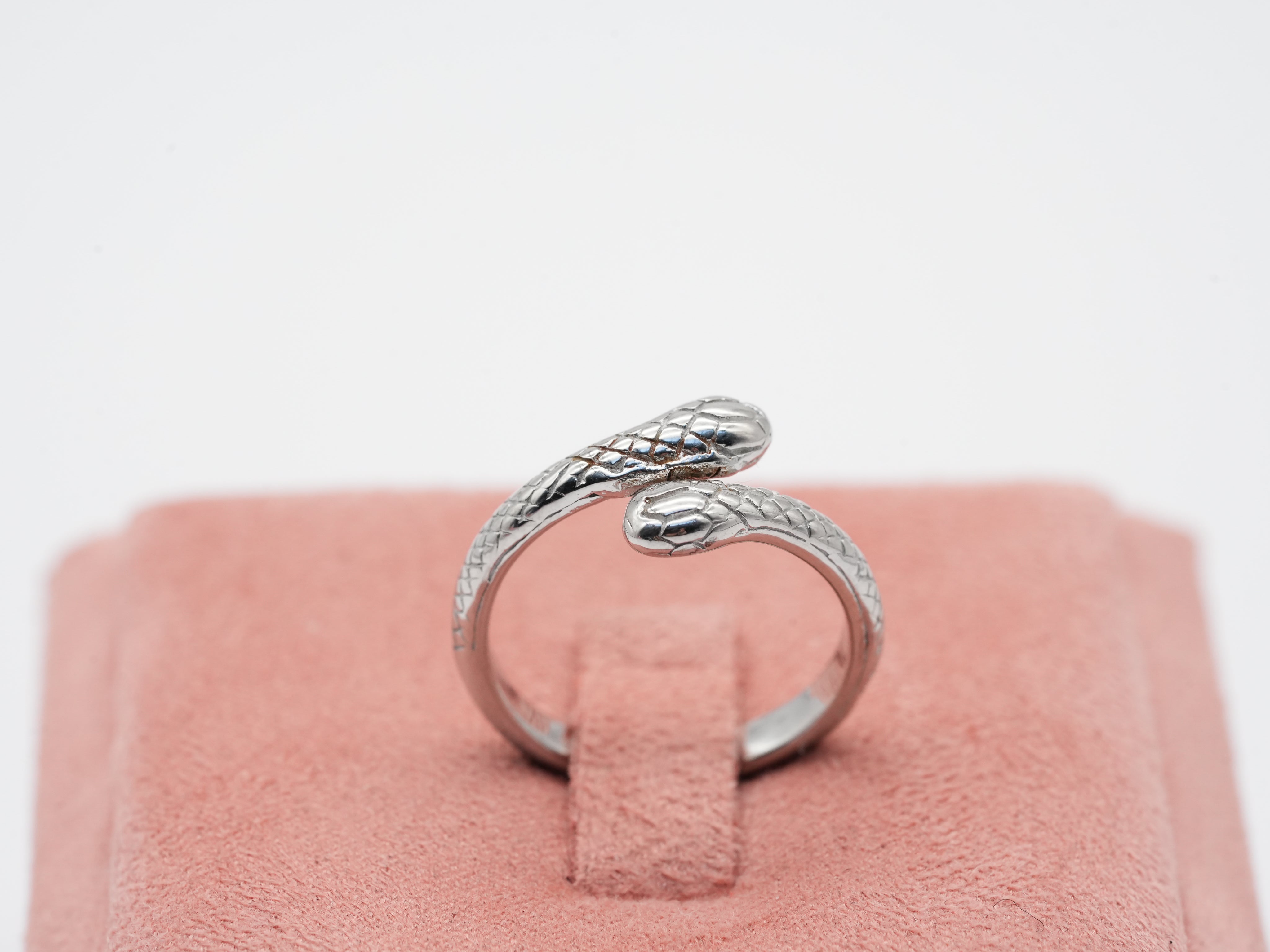 Silberner Edelstahlring im Schlangenmotiv