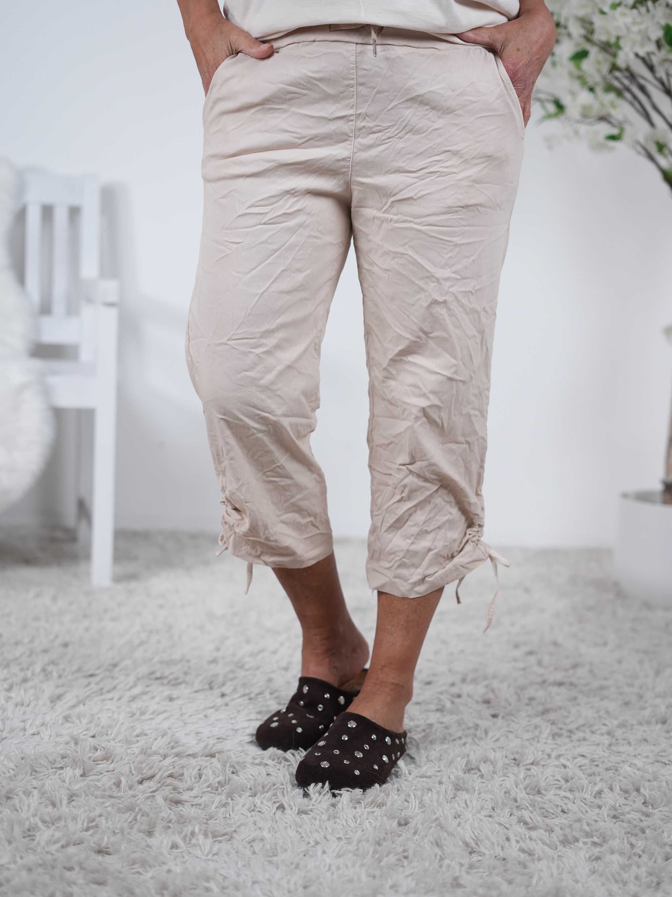 7/8 Jogpant mit Raffung Einheitsgröße (ca Gr. 40 "oversize"-44) Beige