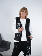 Lässige Weste mit Spray Print One Size (ca Größe 38-44) Schwarz
