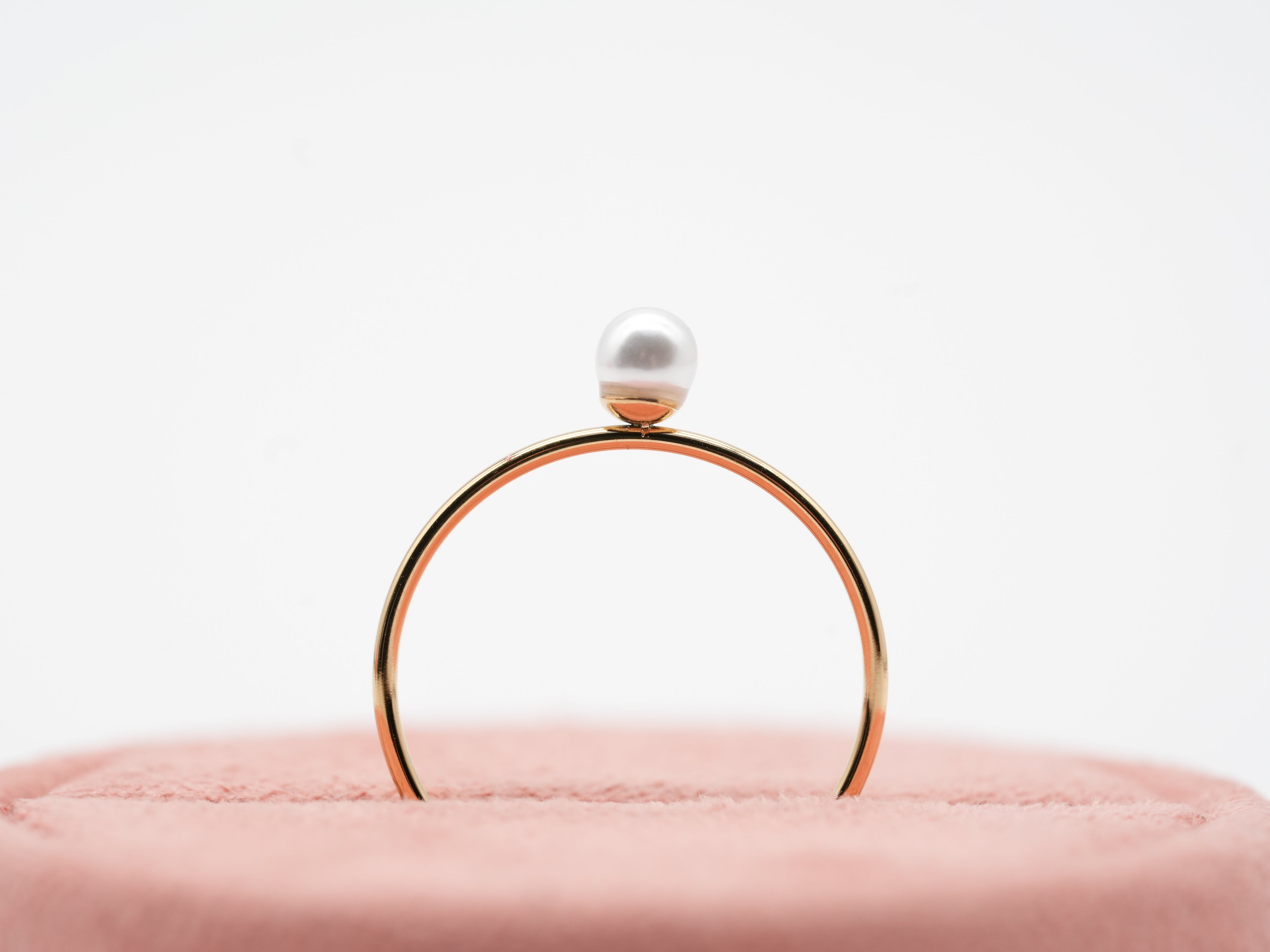 Vergoldeter Edelstahl Ring mit künstlicher Perle