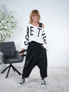 lässige Haremshose, schwarz