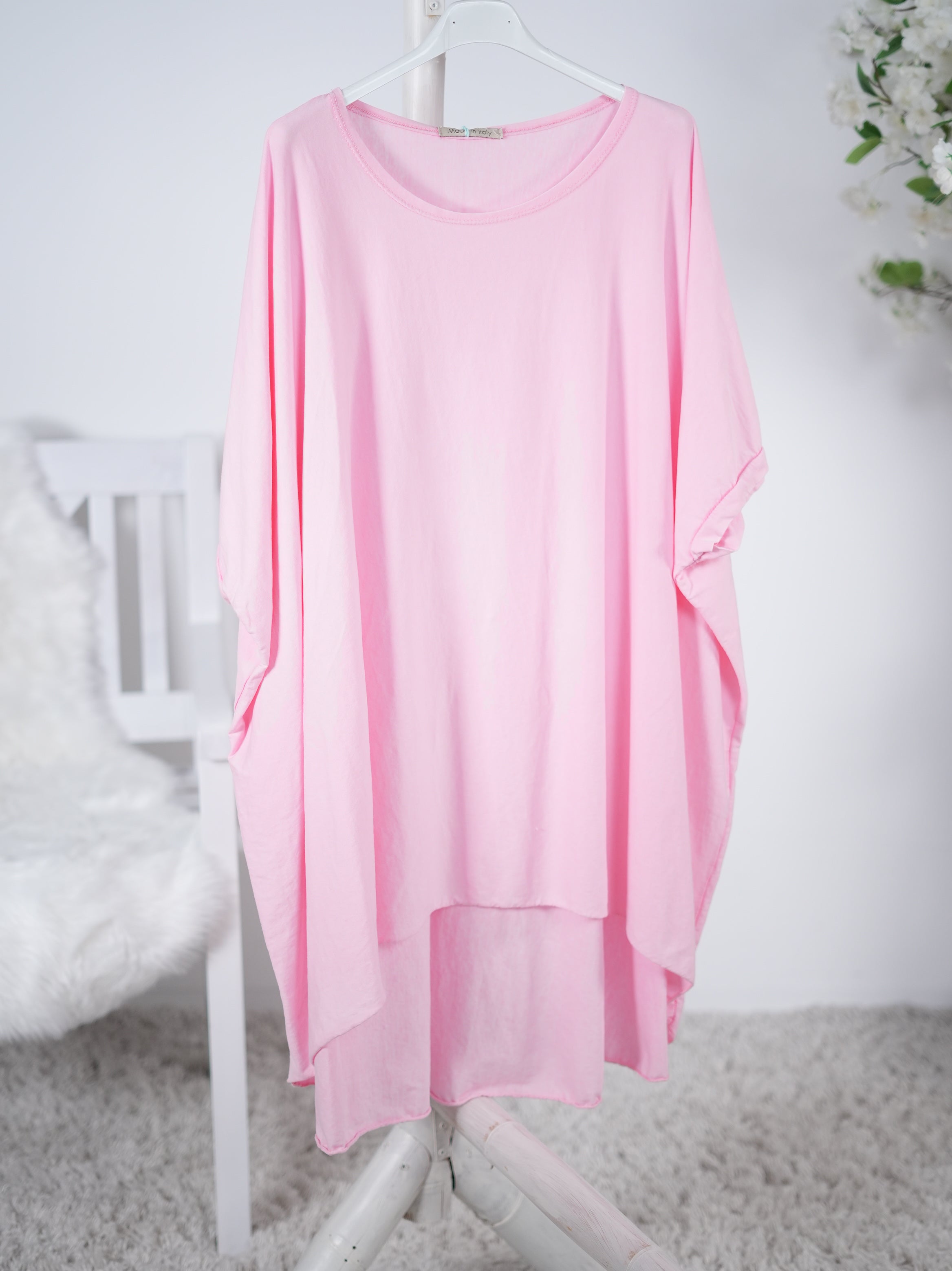 oversize Basic Shirt im Vokuhila Schnitt One Size (ca Gr. 42 44 "oversize"-48 50) Rose