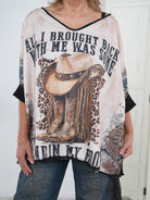 Poncho Shirt mit Hingucker Motiv und Strasssteinen