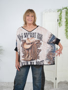 Poncho Shirt mit Hingucker Motiv und Strasssteinen