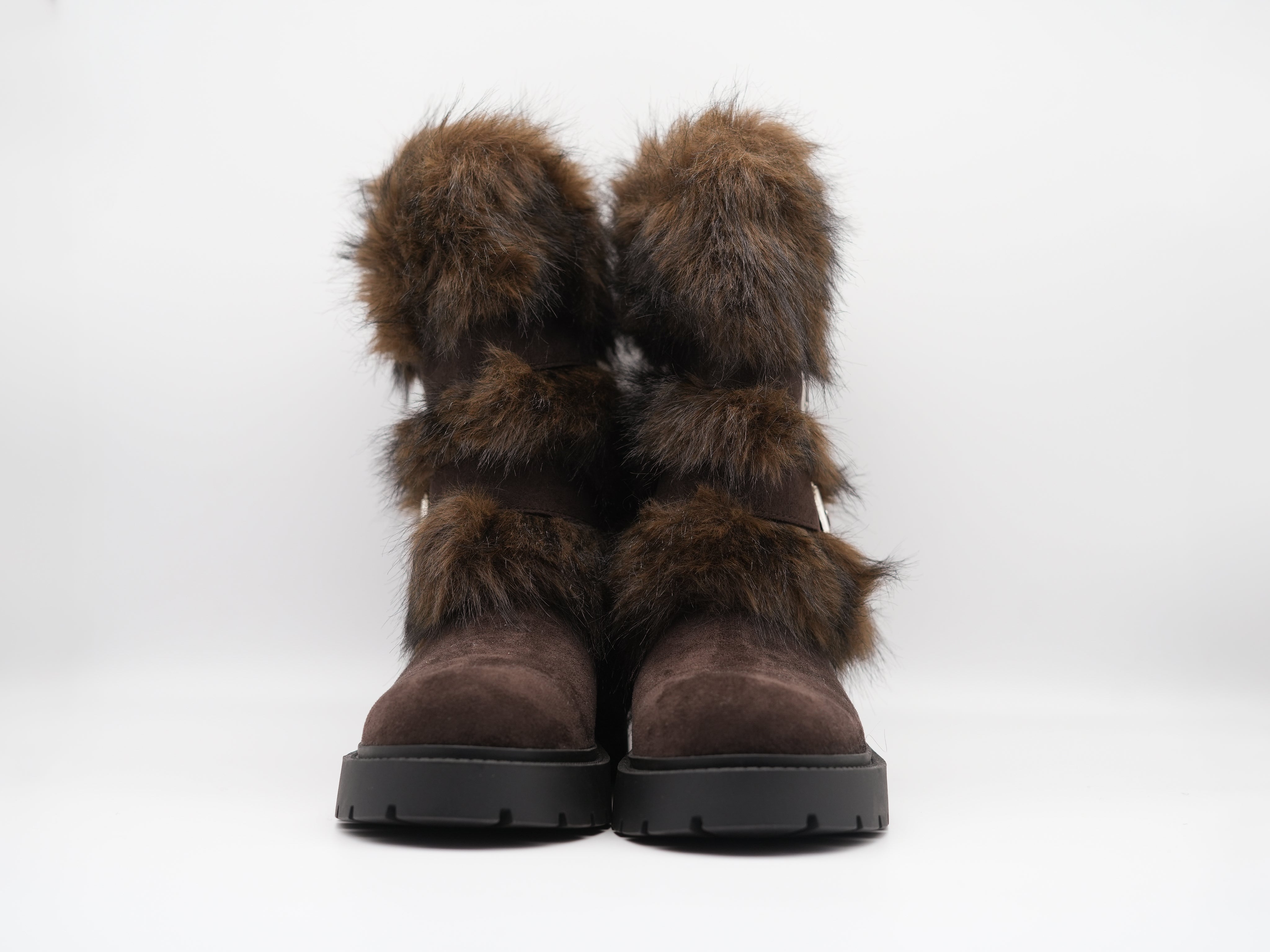 Boots mit Kunstfell und Schnallen