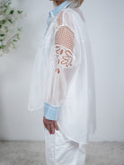 Bluse mit Jeansdetails & Stickerei